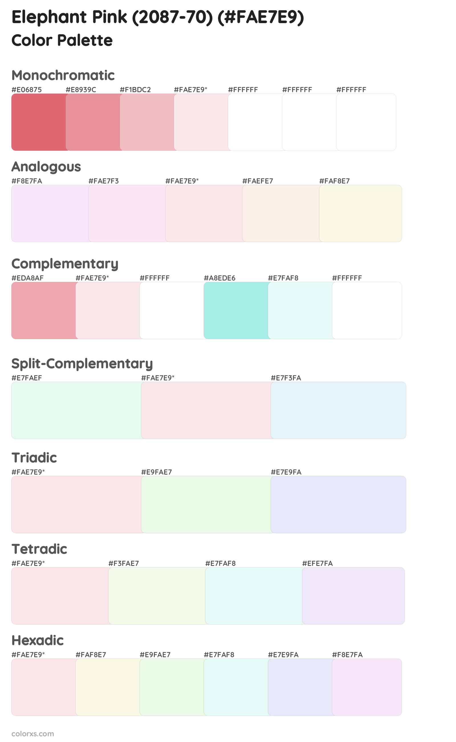 Elephant Pink (2087-70) Color Scheme Palettes