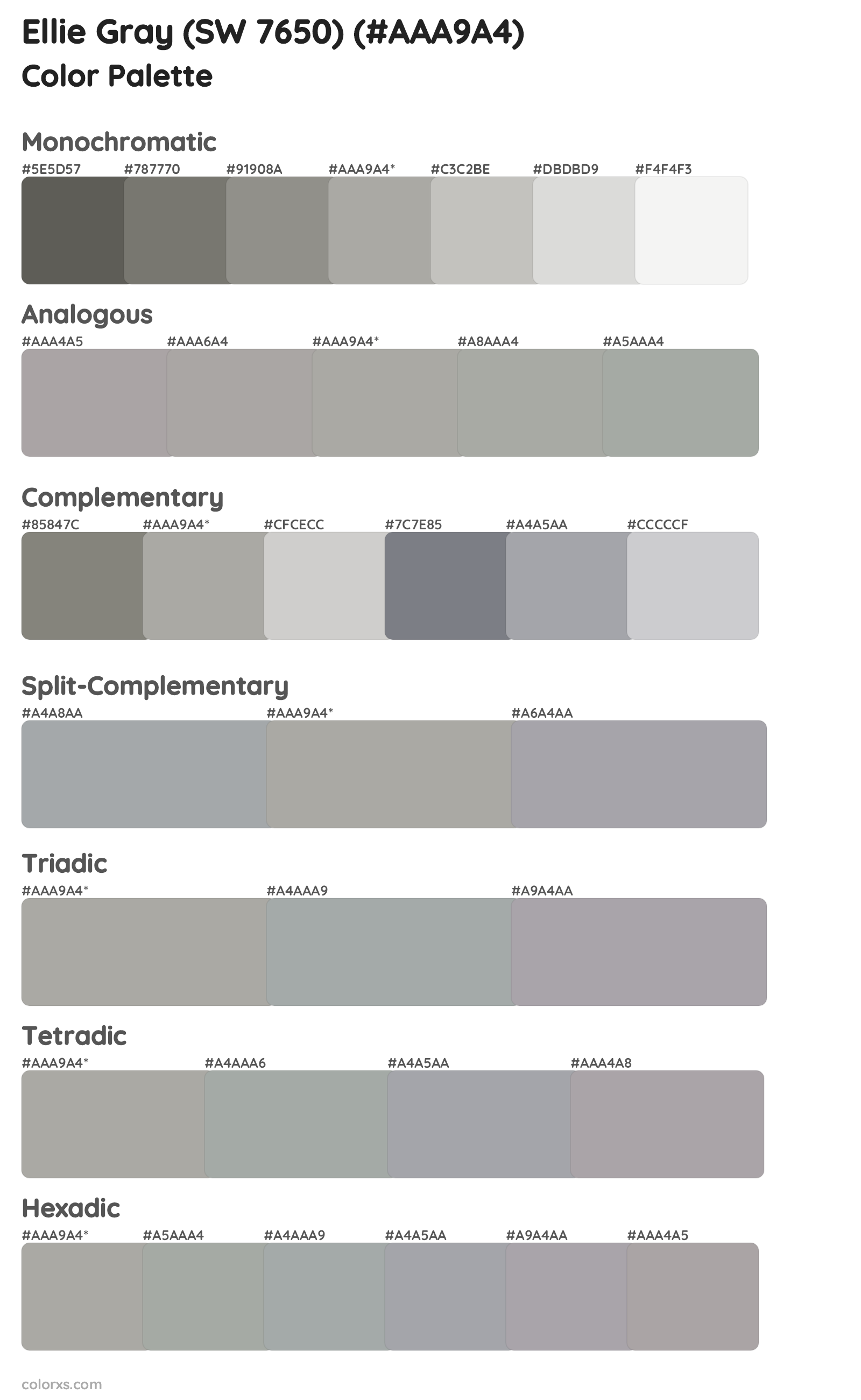 Ellie Gray (SW 7650) Color Scheme Palettes
