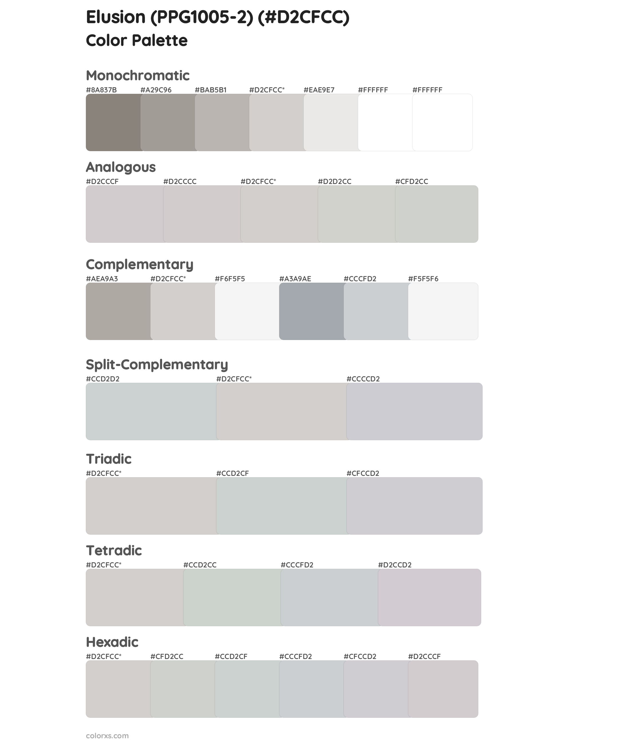 Elusion (PPG1005-2) Color Scheme Palettes