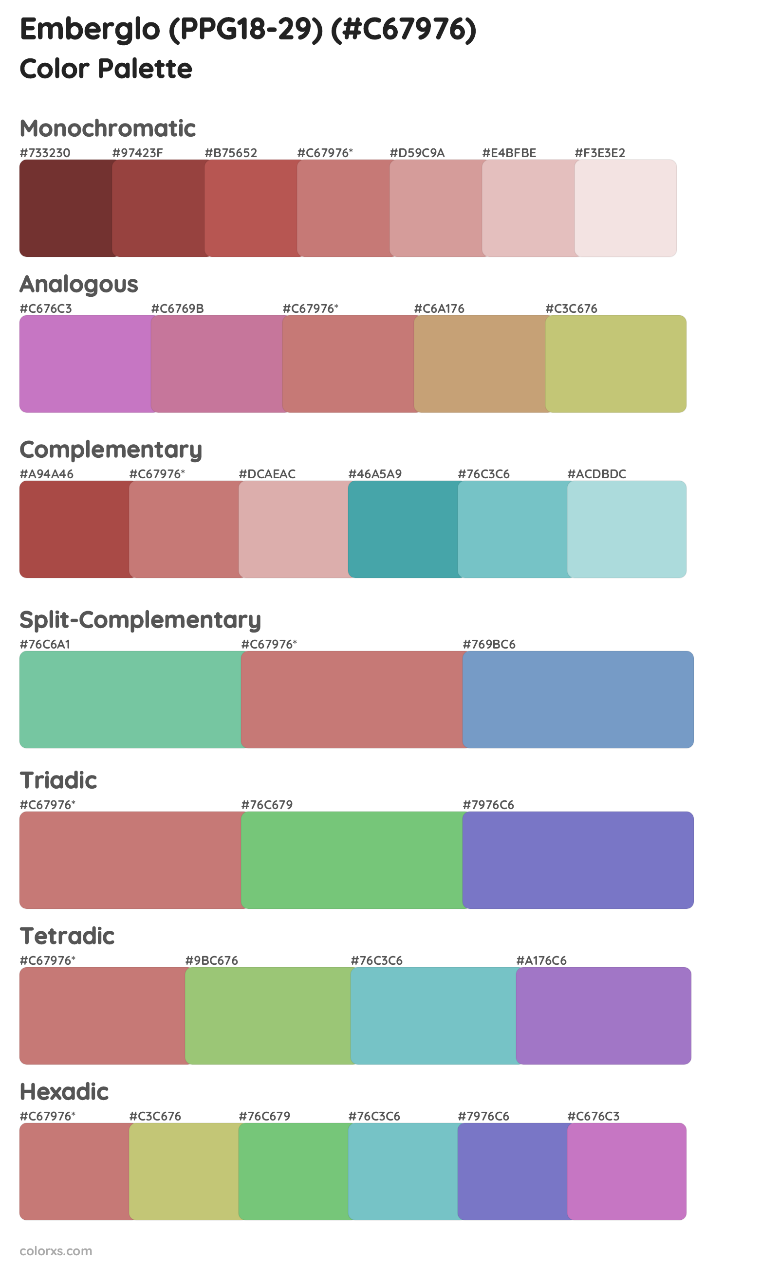 Emberglo (PPG18-29) Color Scheme Palettes