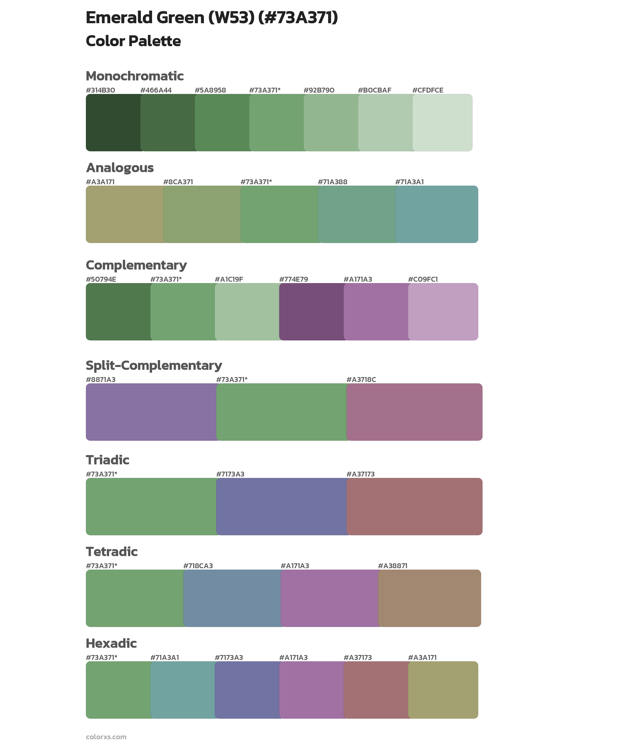 Emerald Green (W53) Color Scheme Palettes