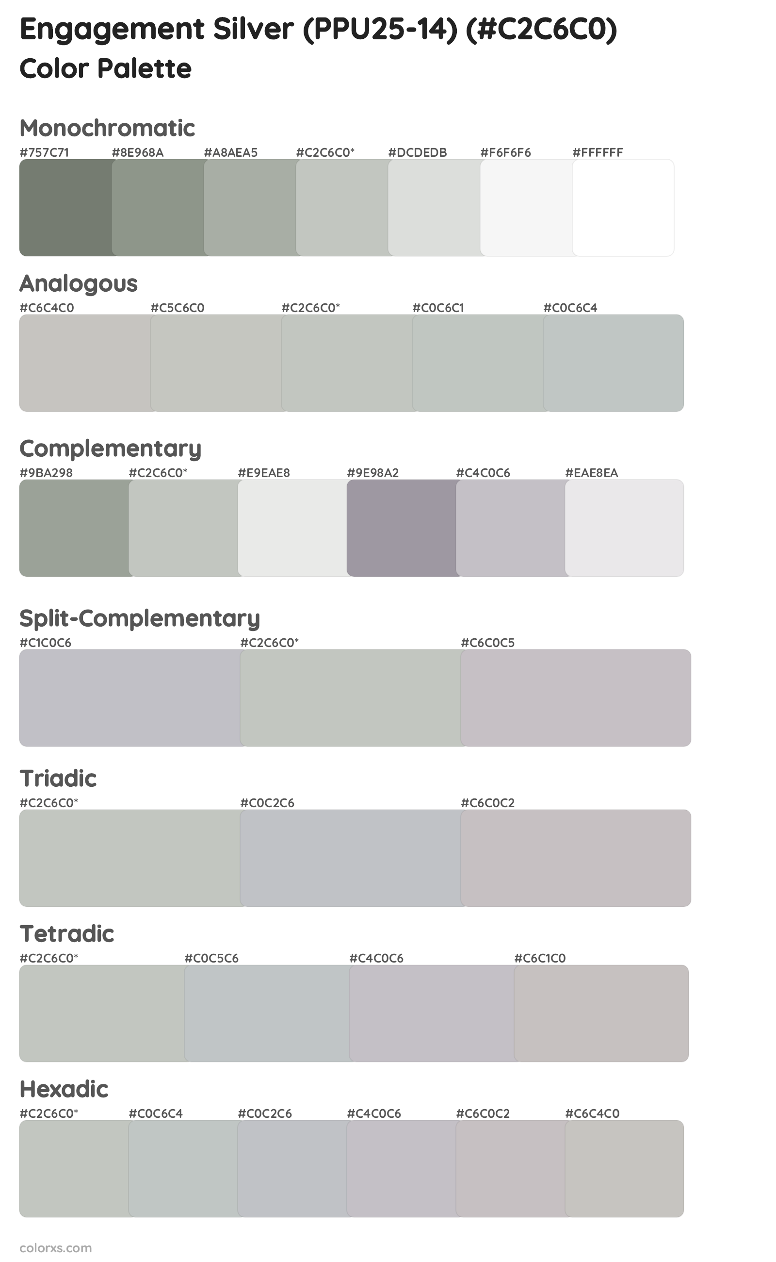 Engagement Silver (PPU25-14) Color Scheme Palettes