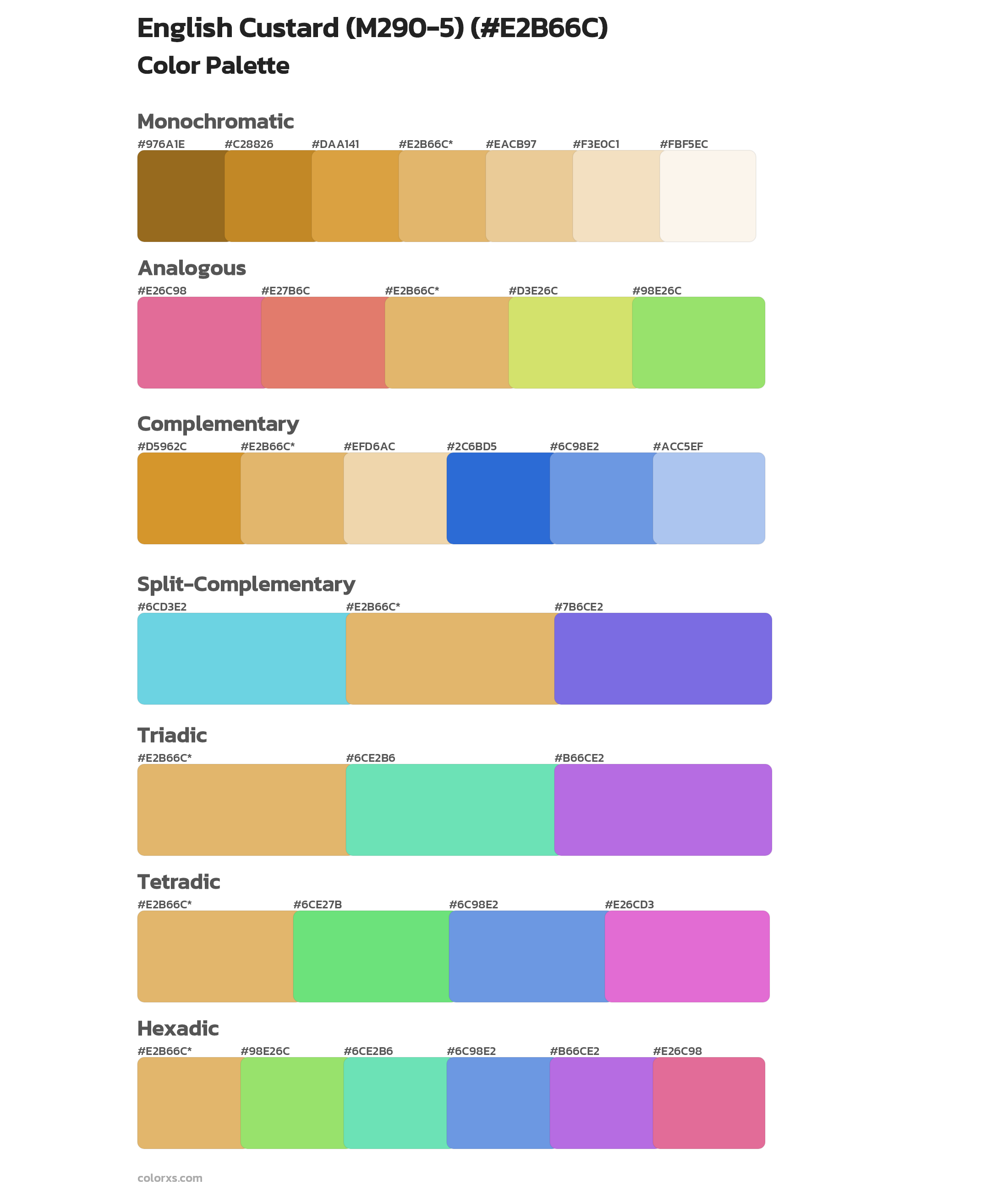 English Custard (M290-5) Color Scheme Palettes