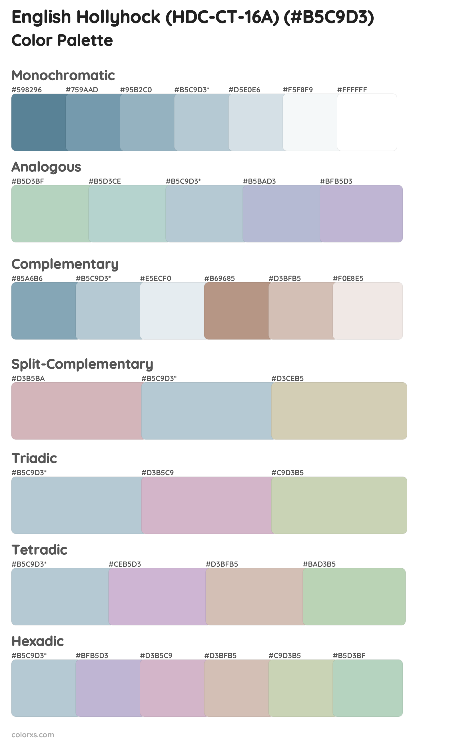 English Hollyhock (HDC-CT-16A) Color Scheme Palettes