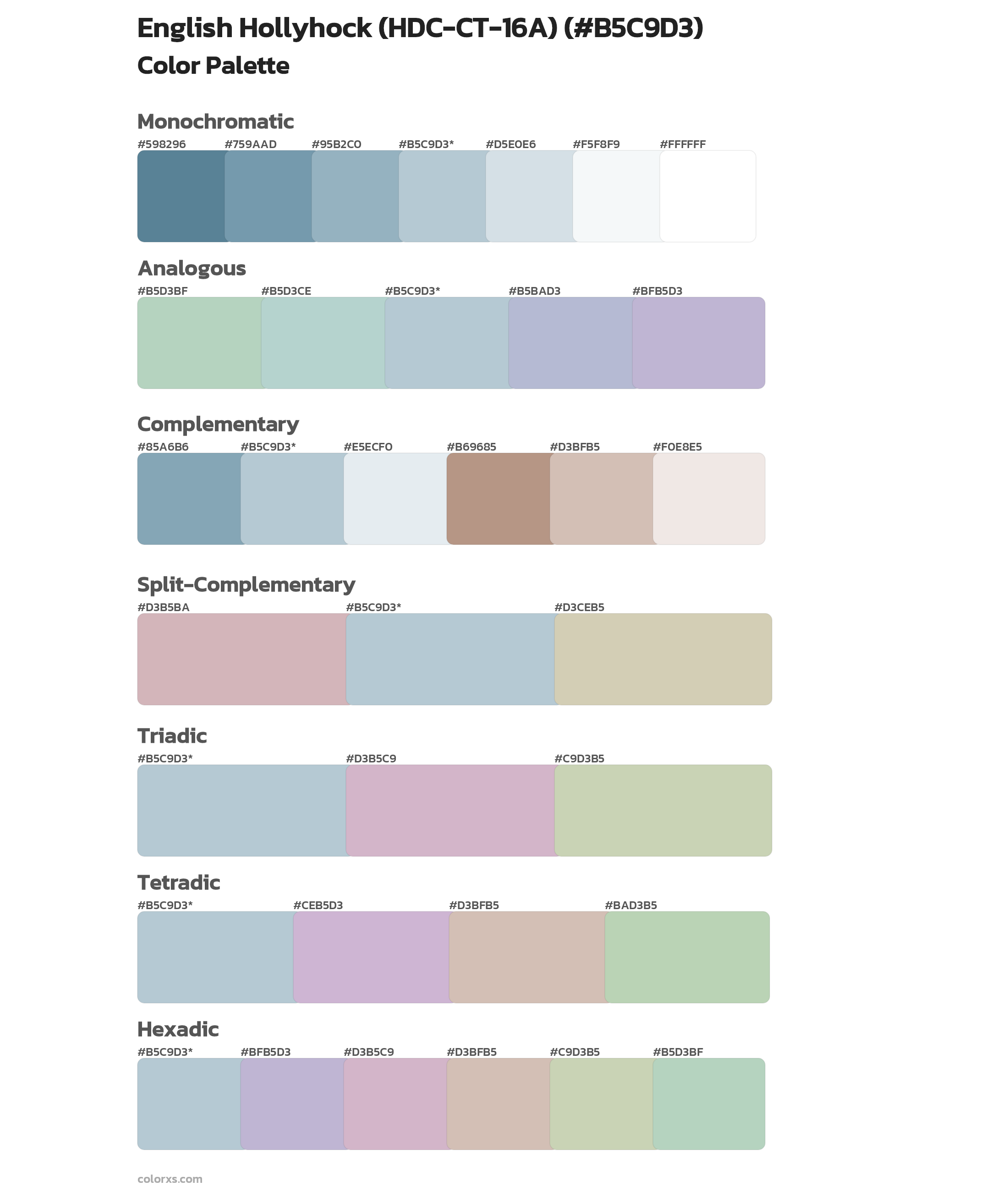 English Hollyhock (HDC-CT-16A) Color Scheme Palettes