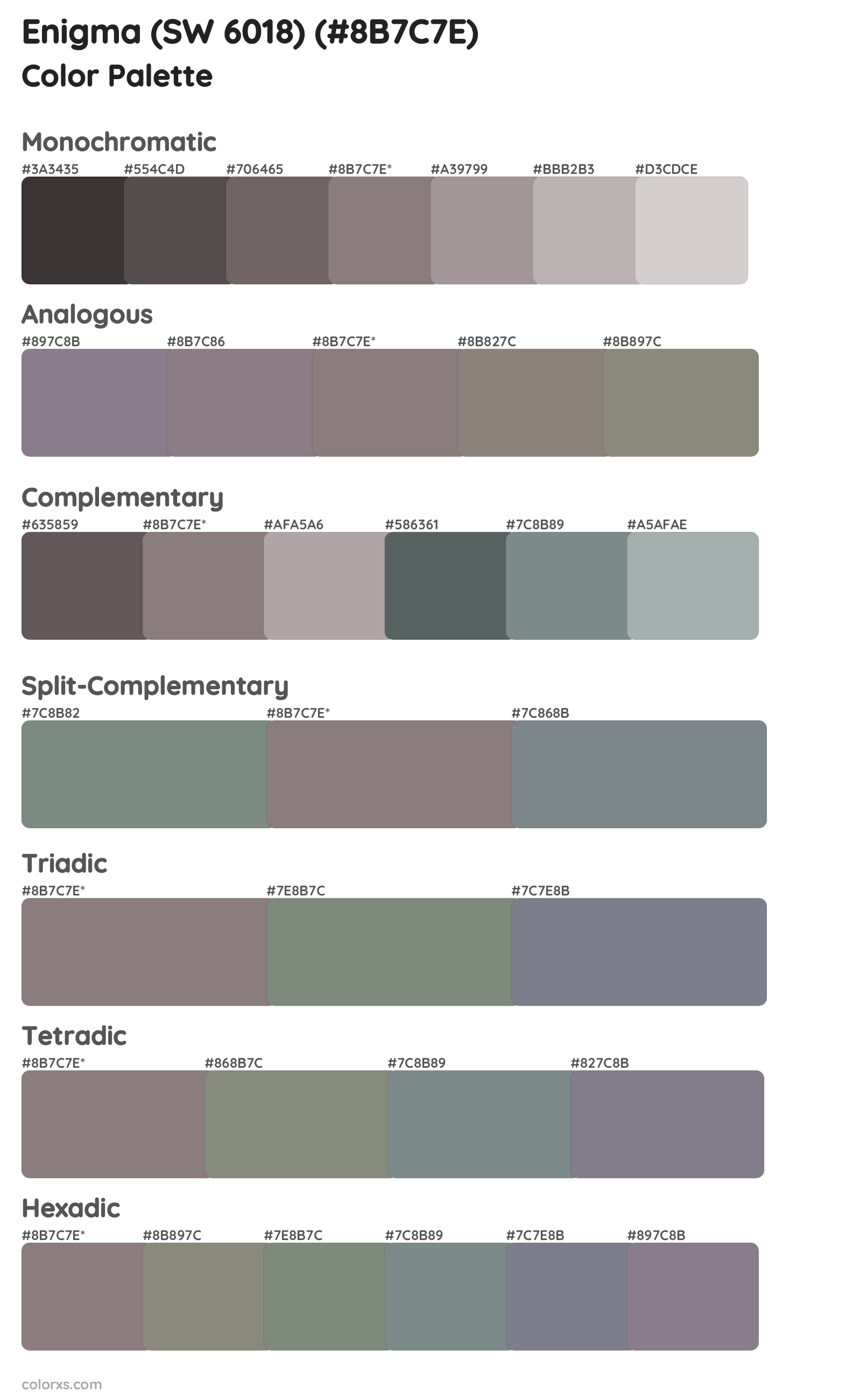 Enigma (SW 6018) Color Scheme Palettes