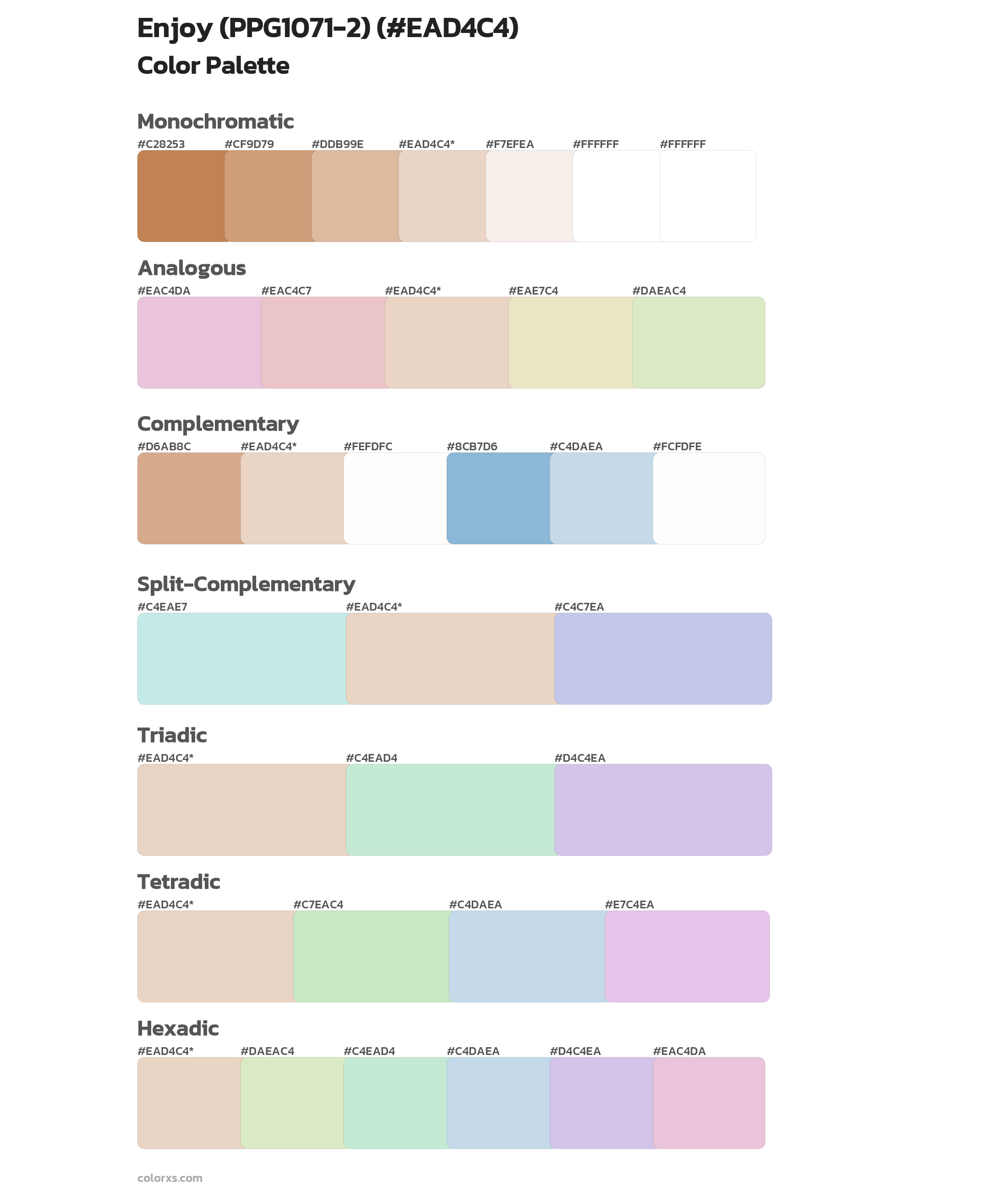 Enjoy (PPG1071-2) Color Scheme Palettes