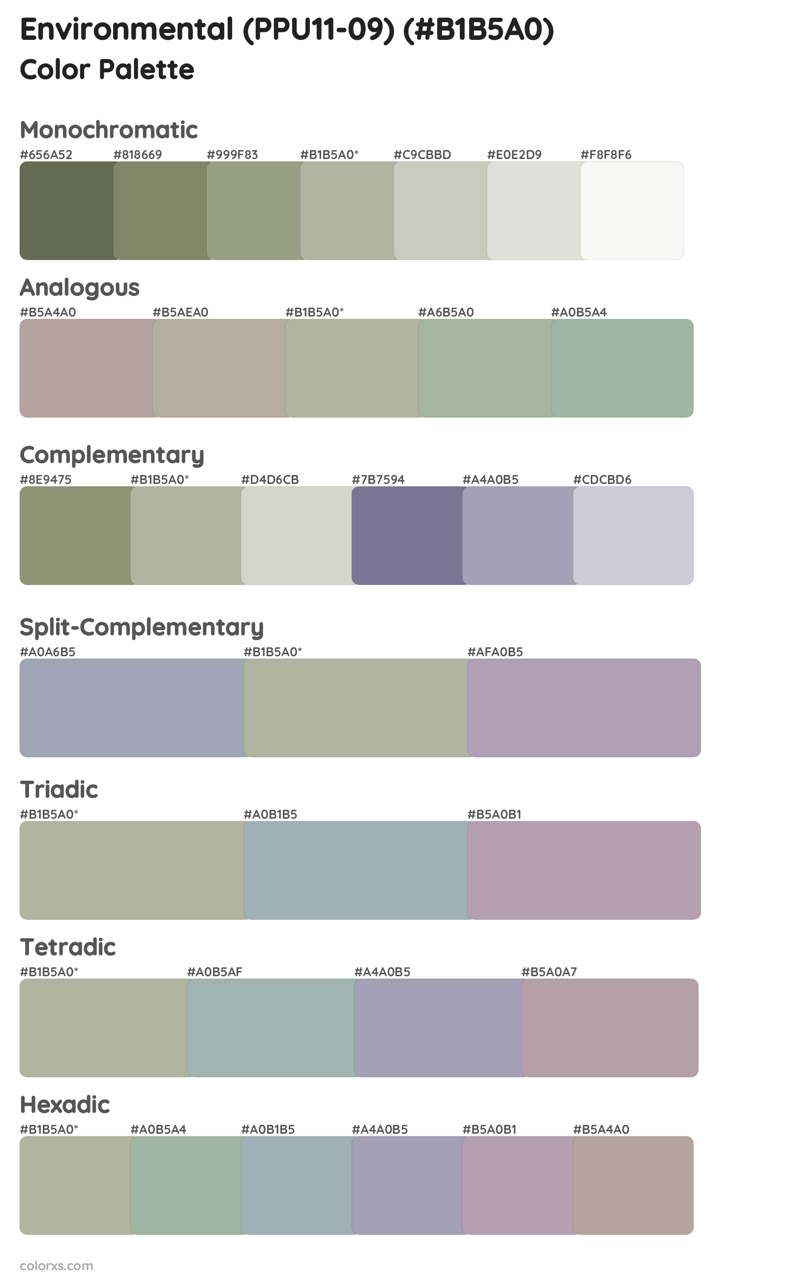 Environmental (PPU11-09) Color Scheme Palettes
