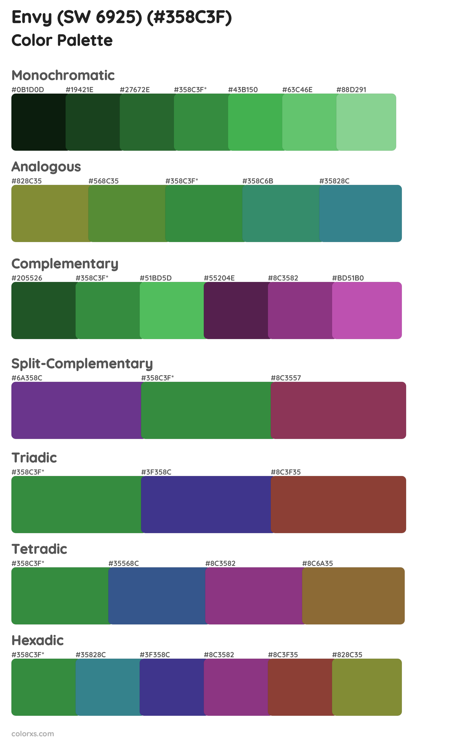 Envy (SW 6925) Color Scheme Palettes