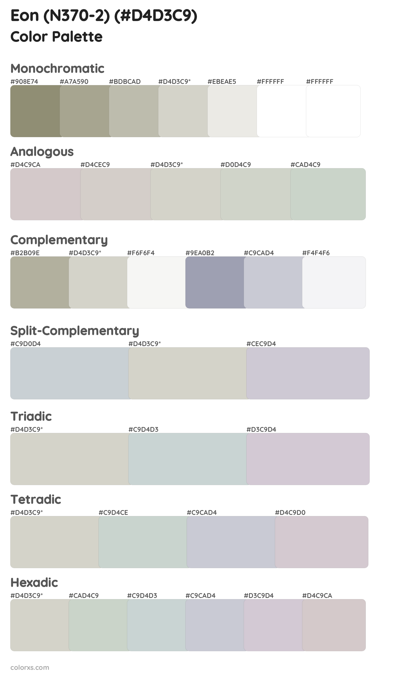Eon (N370-2) Color Scheme Palettes