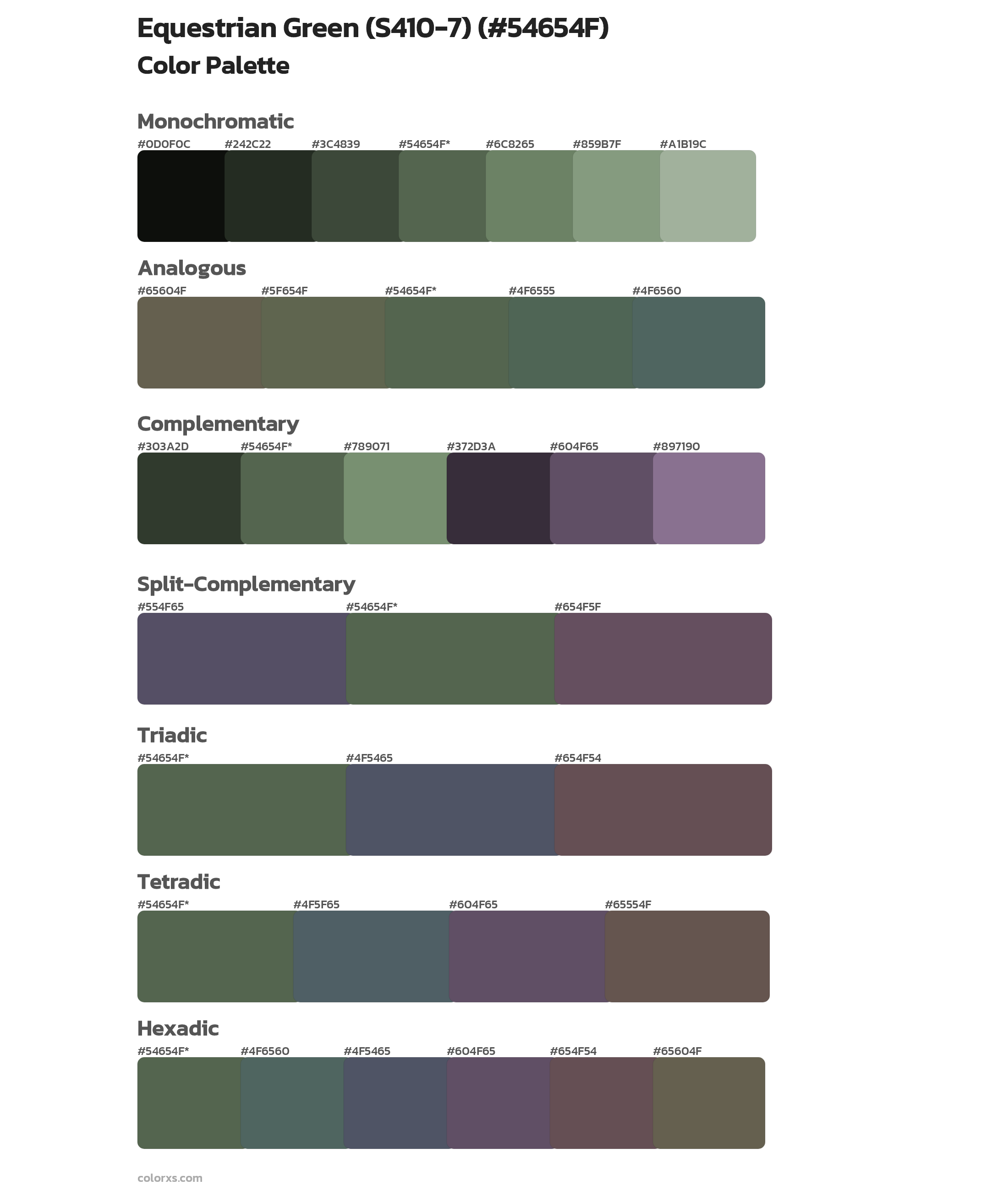 Equestrian Green (S410-7) Color Scheme Palettes