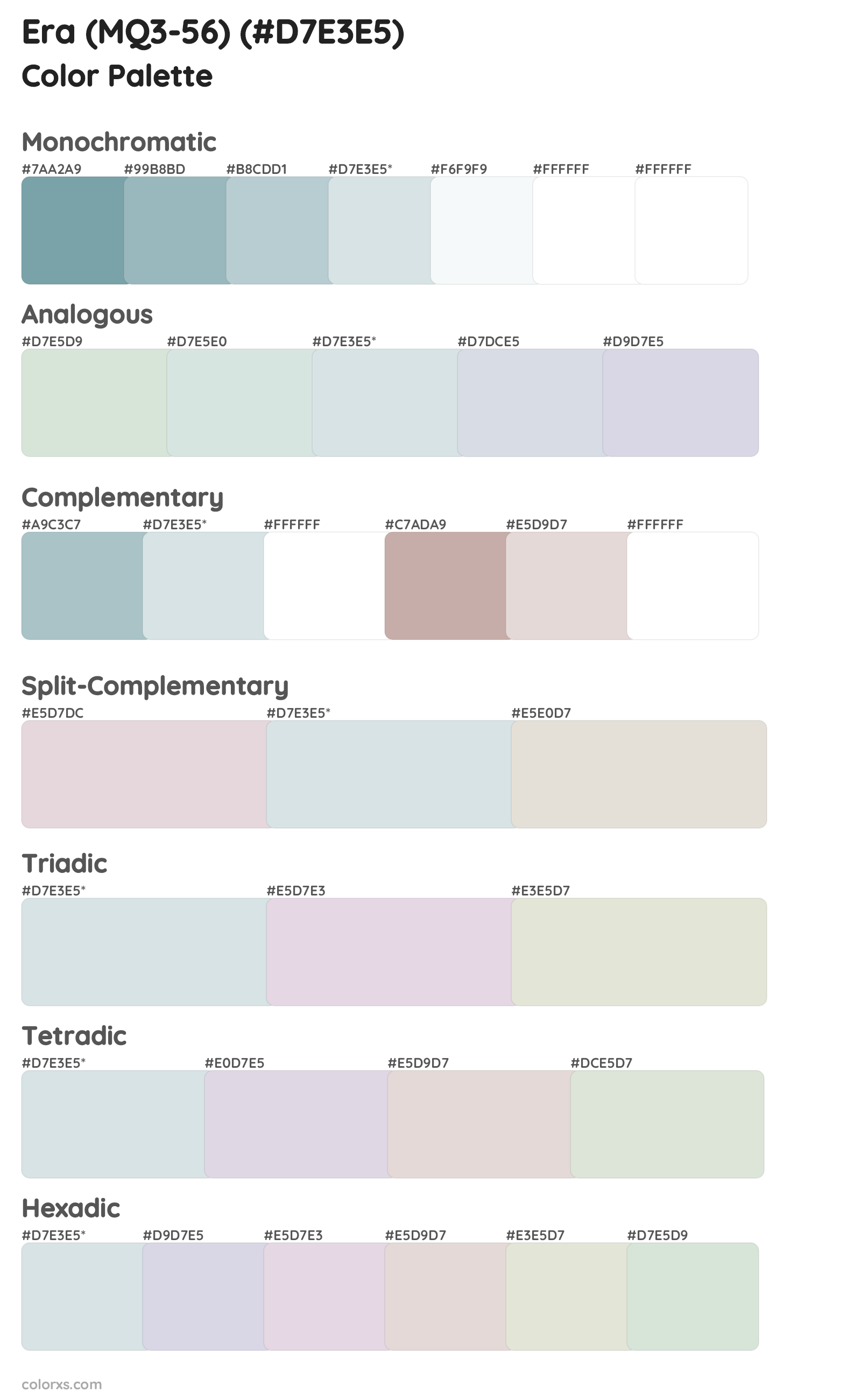 Era (MQ3-56) Color Scheme Palettes
