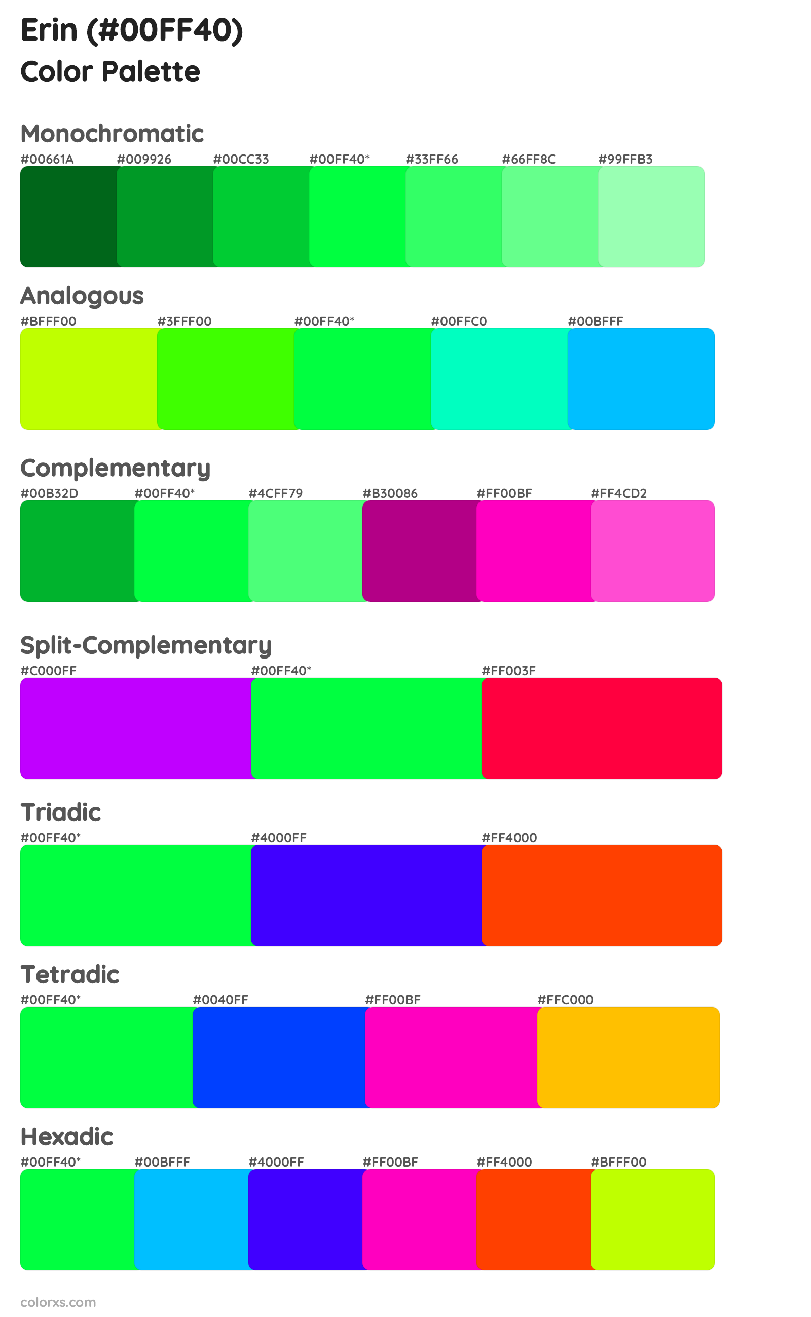 Erin Color Scheme Palettes