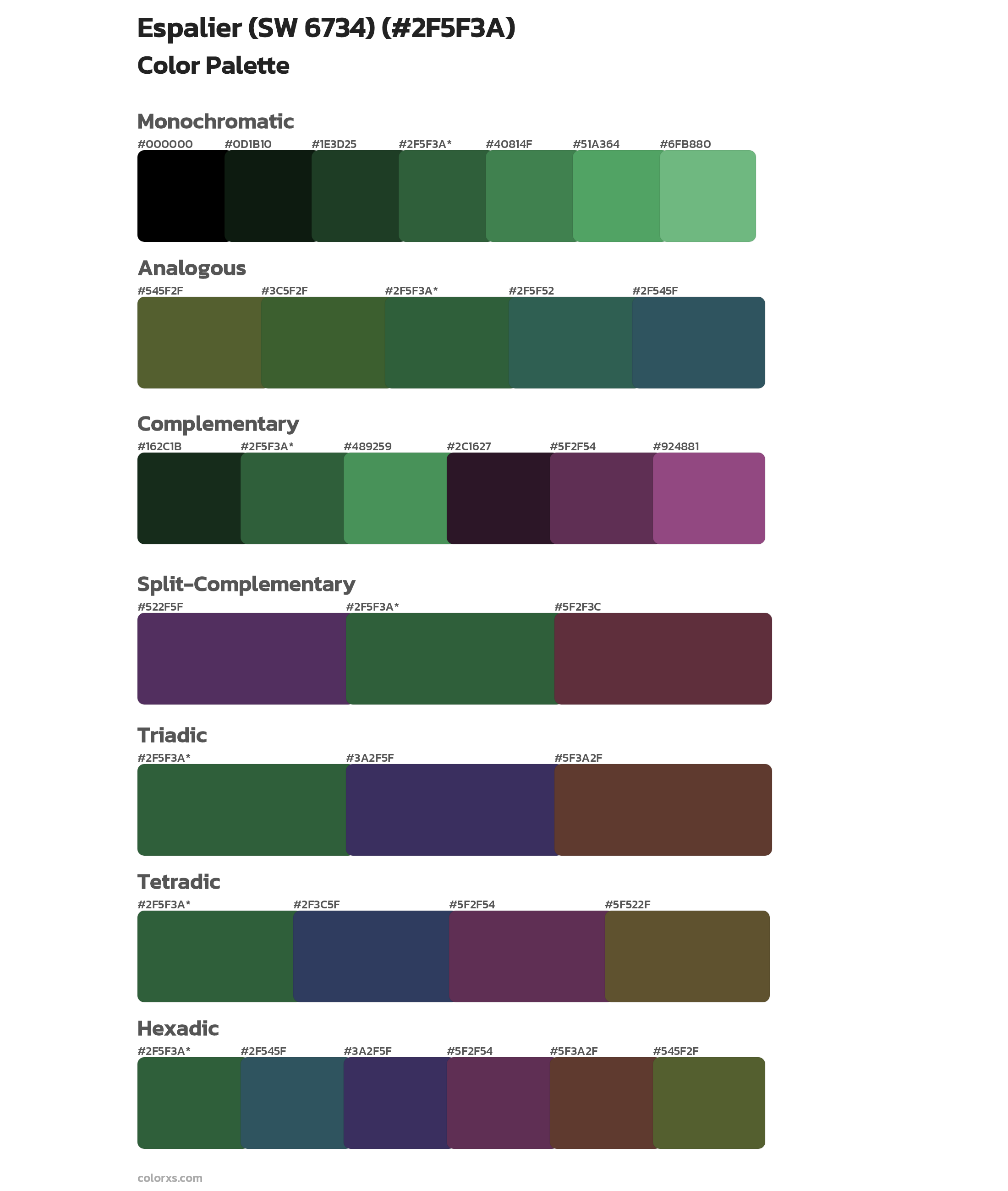 Espalier (SW 6734) Color Scheme Palettes