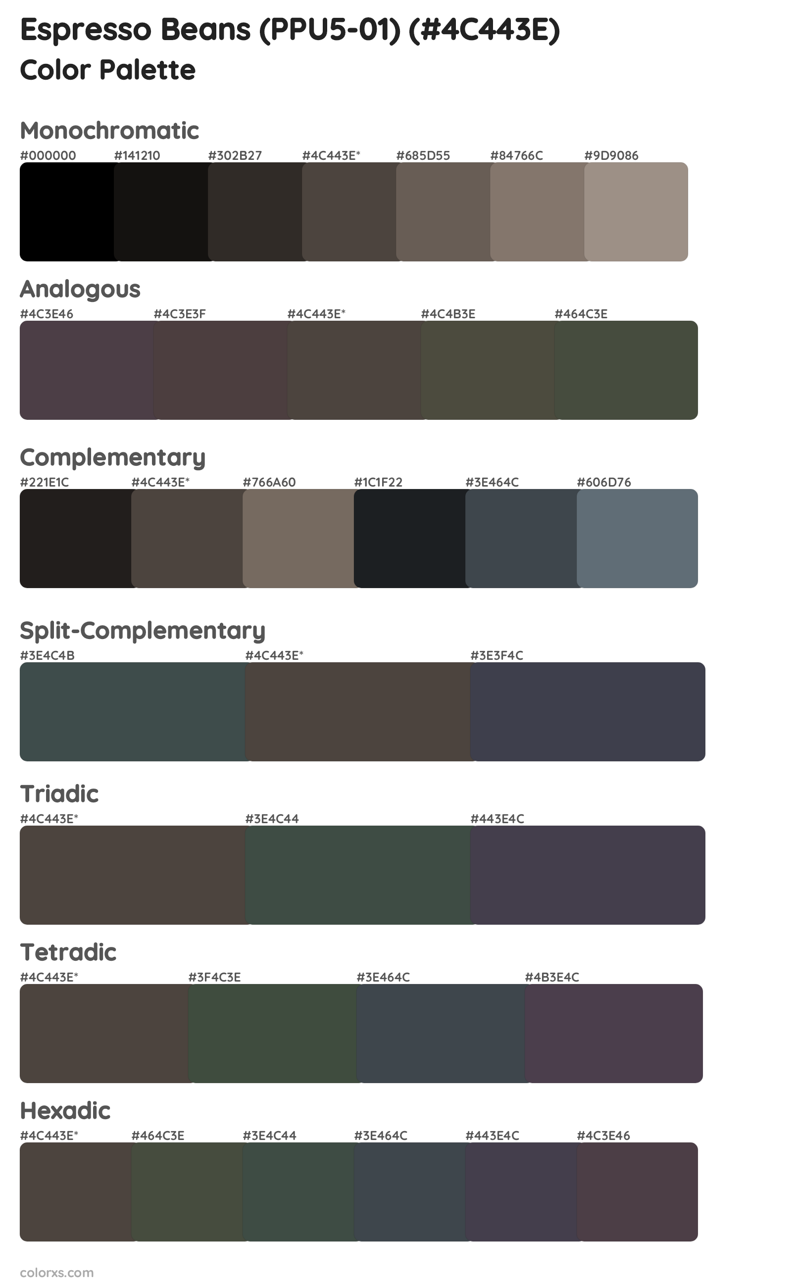 Espresso Beans (PPU5-01) Color Scheme Palettes