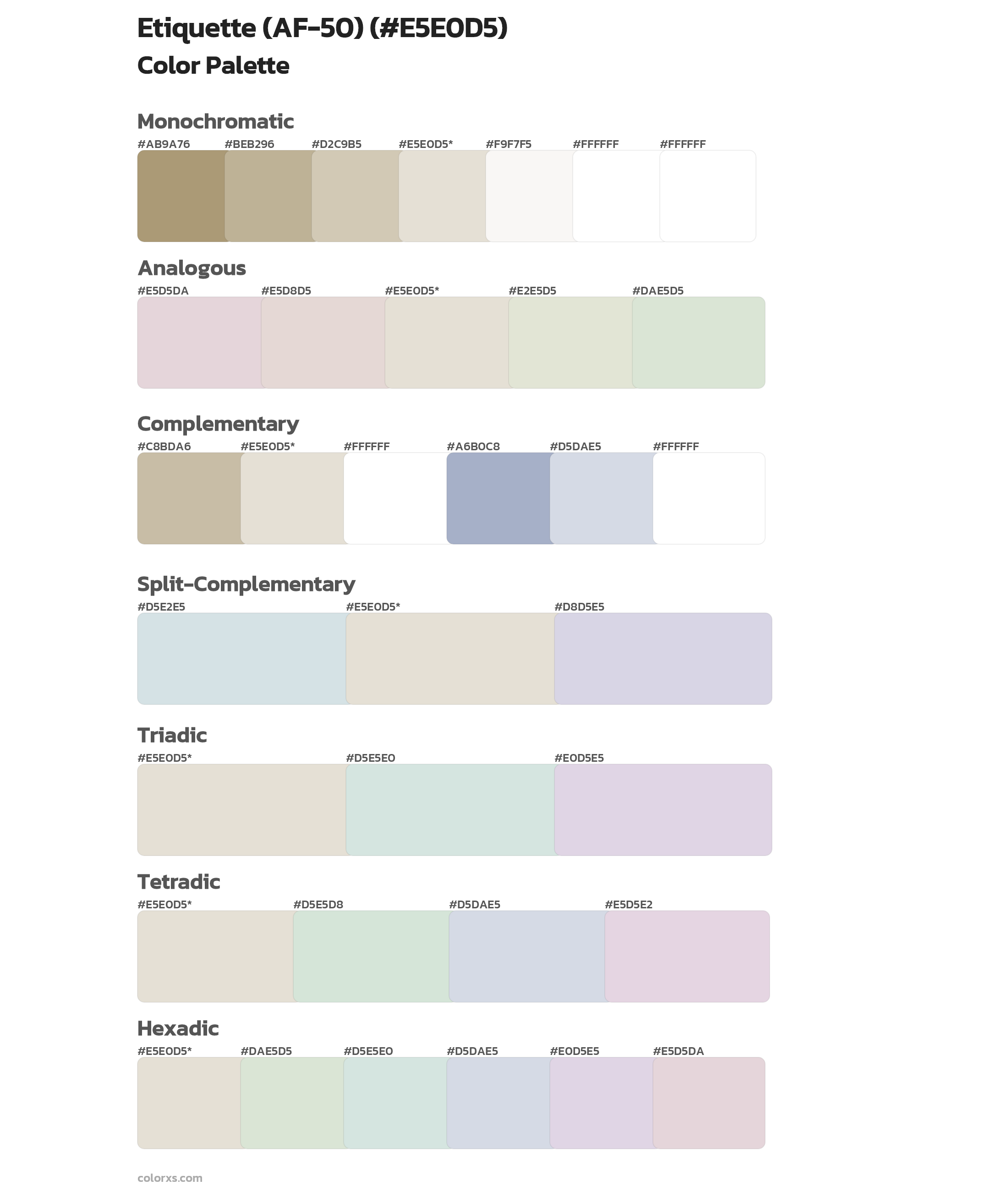 Etiquette (AF-50) Color Scheme Palettes