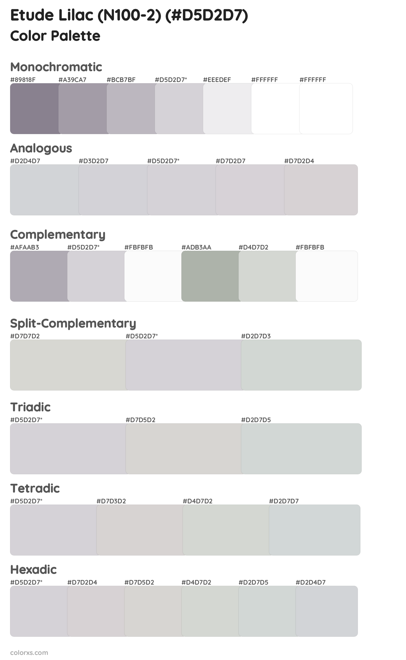 Etude Lilac (N100-2) Color Scheme Palettes