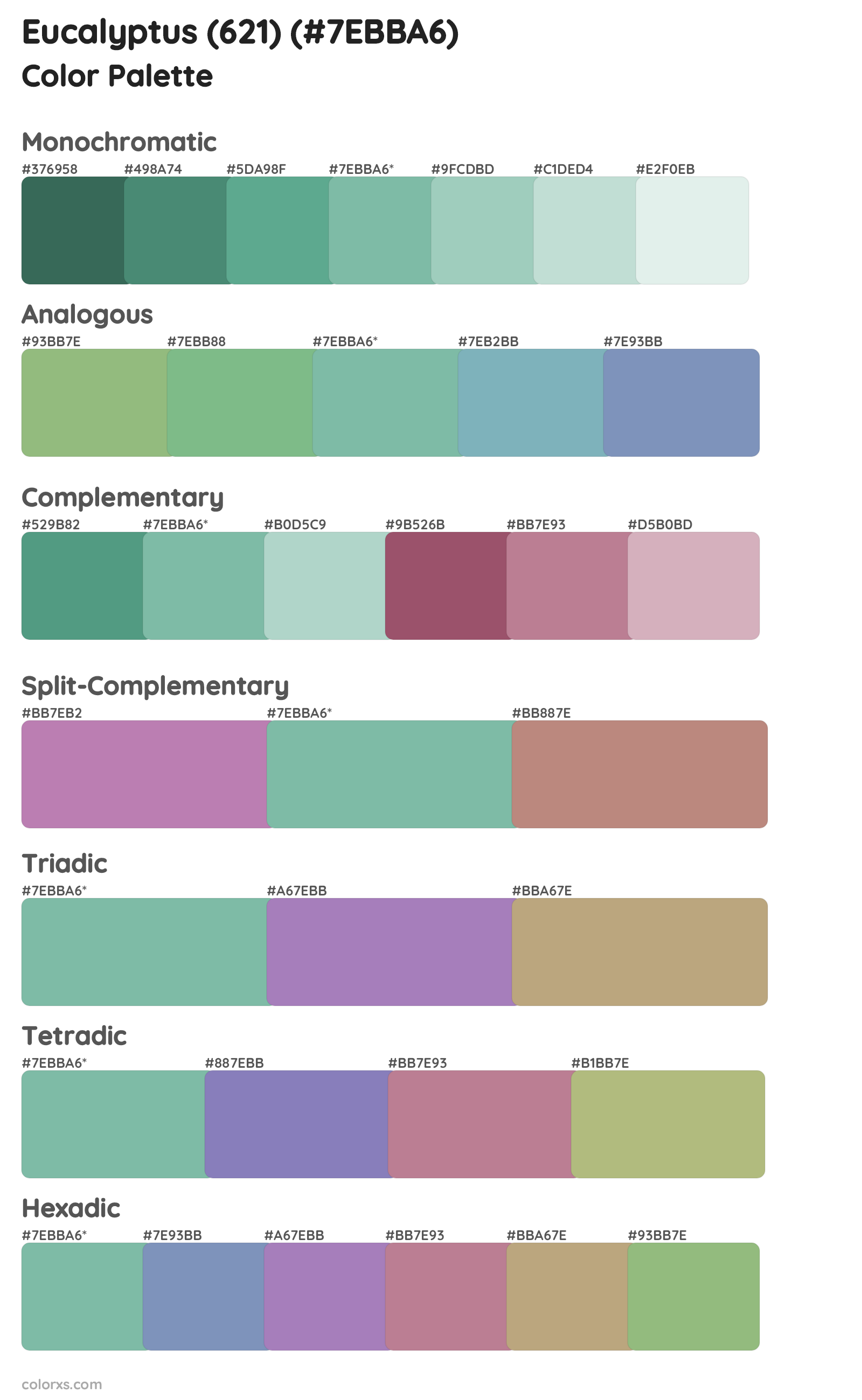Eucalyptus (621) Color Scheme Palettes