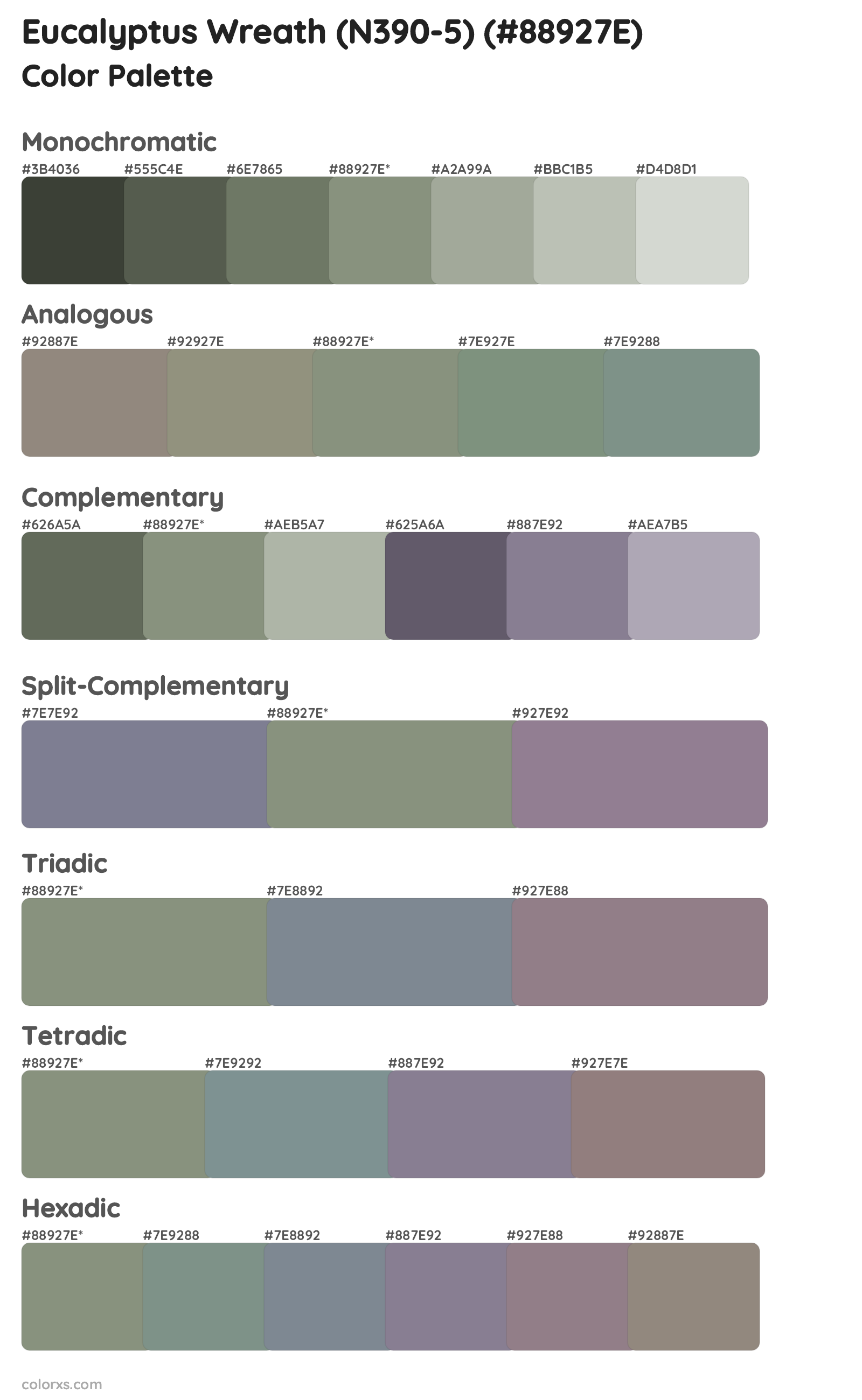 Eucalyptus Wreath (N390-5) Color Scheme Palettes