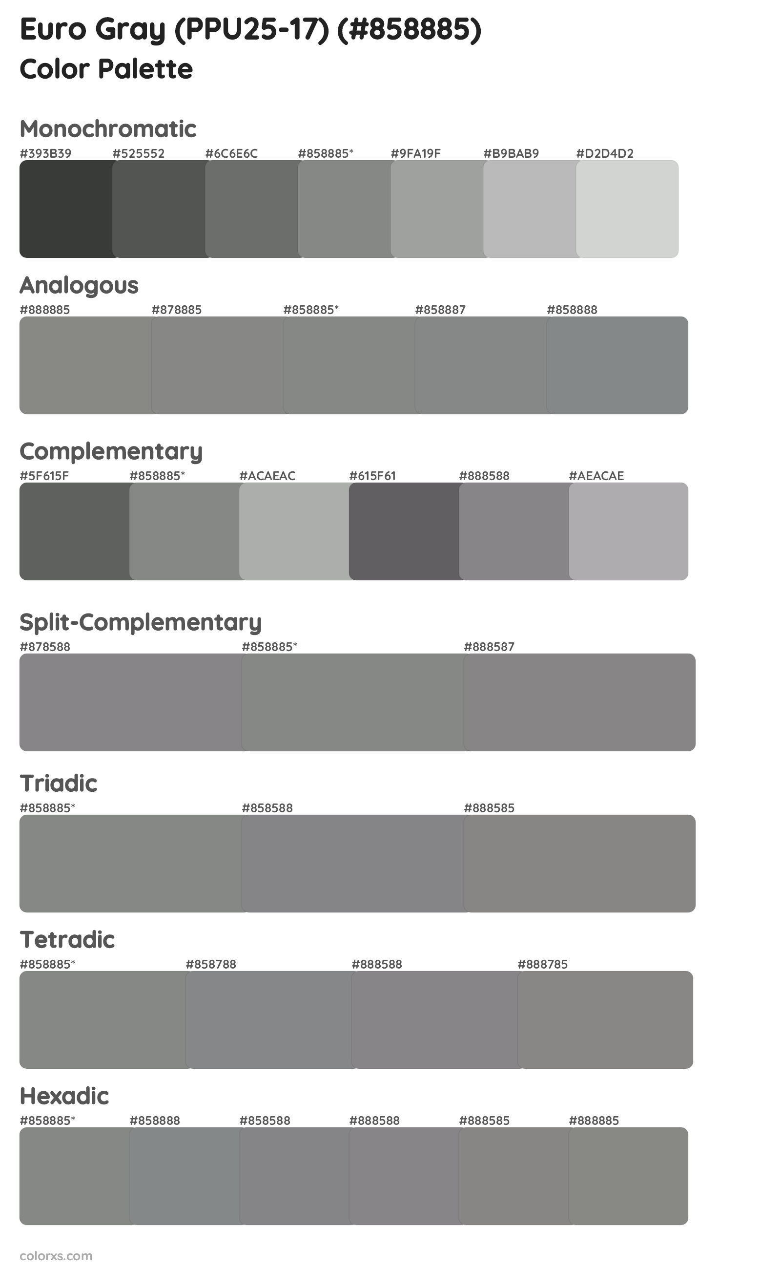 Euro Gray (PPU25-17) Color Scheme Palettes