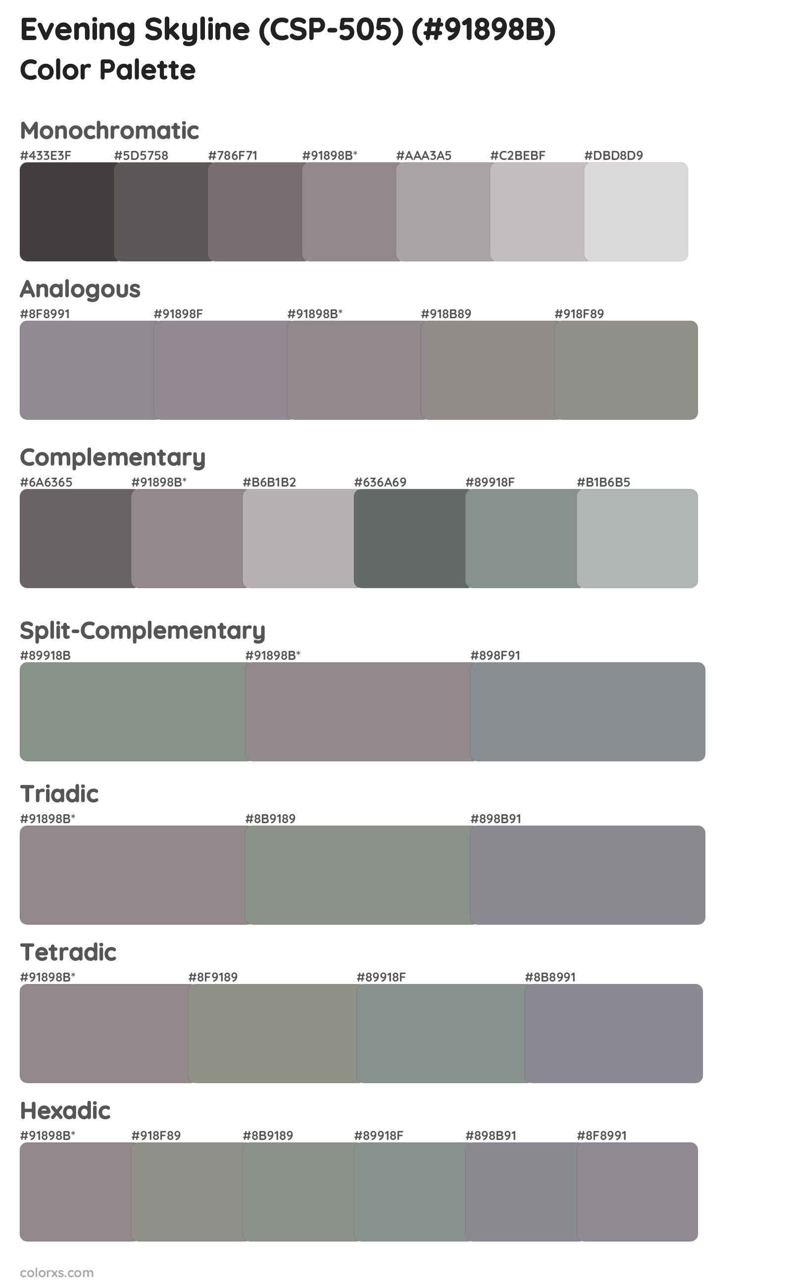 Evening Skyline (CSP-505) Color Scheme Palettes