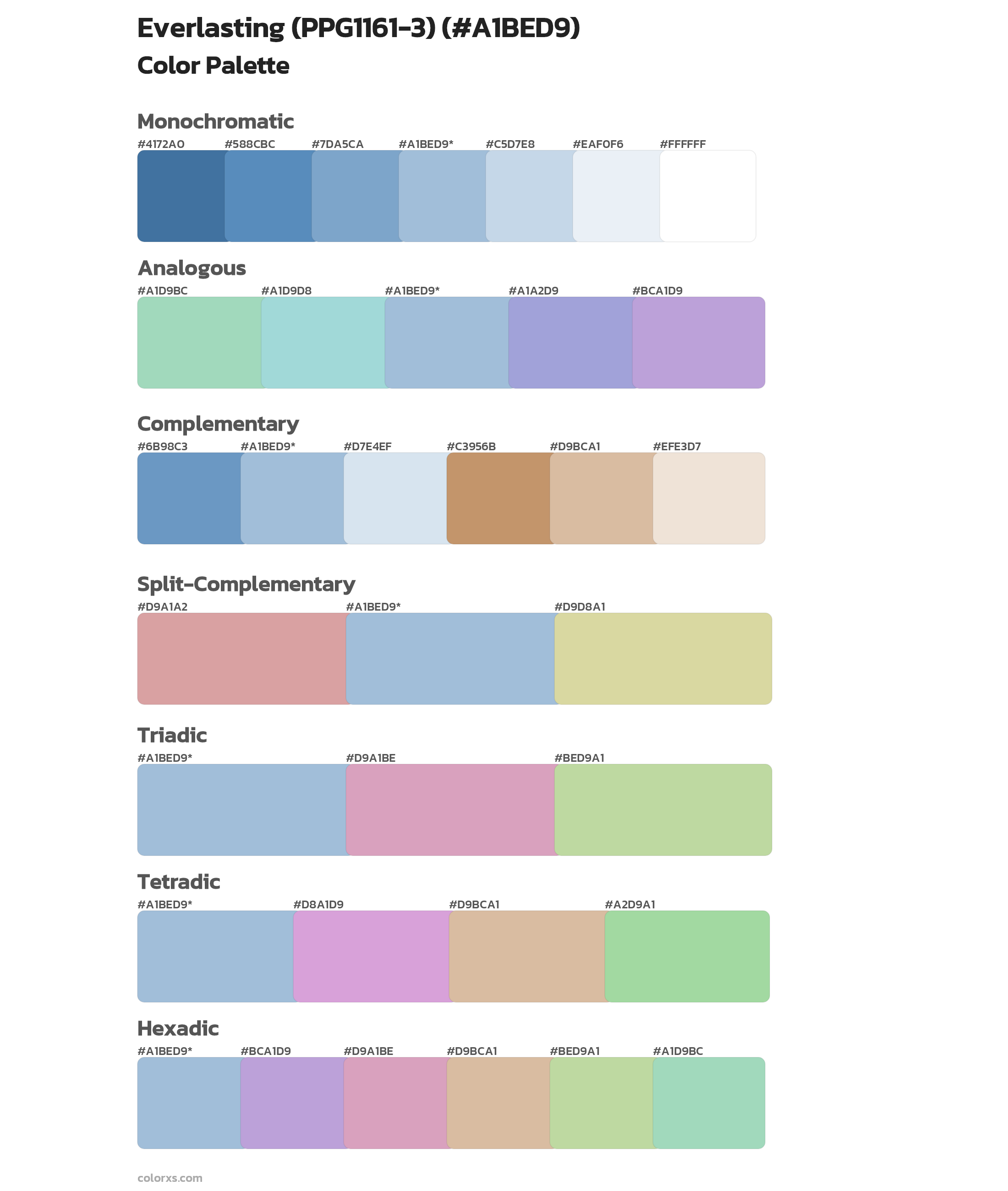 Everlasting (PPG1161-3) Color Scheme Palettes