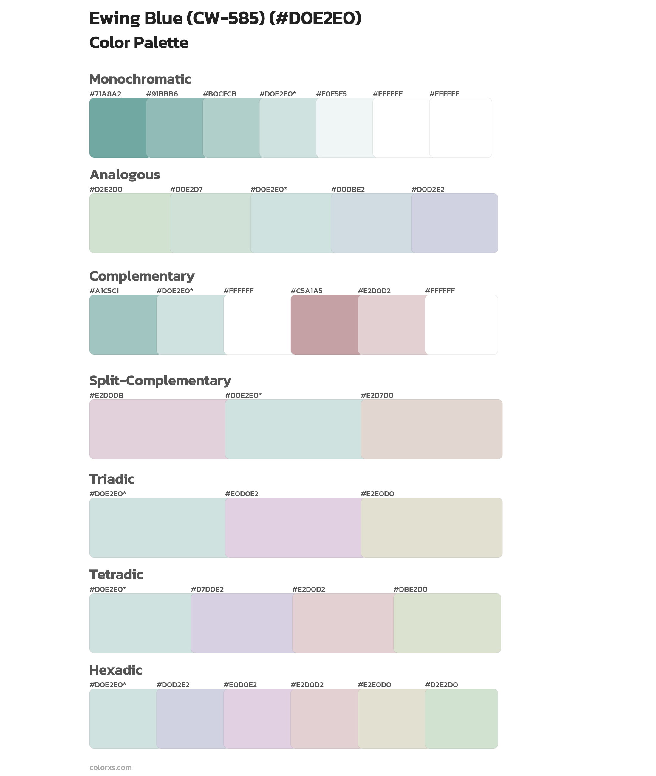 Ewing Blue (CW-585) Color Scheme Palettes