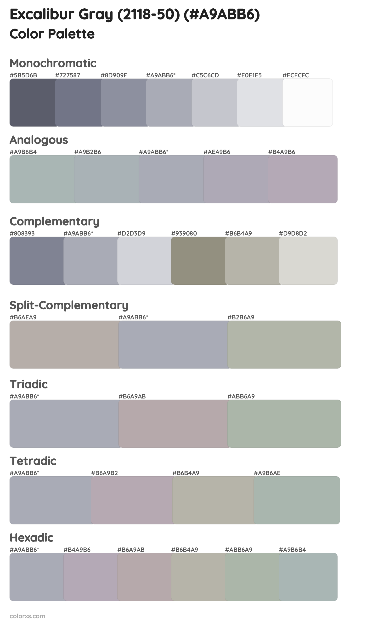 Excalibur Gray (2118-50) Color Scheme Palettes