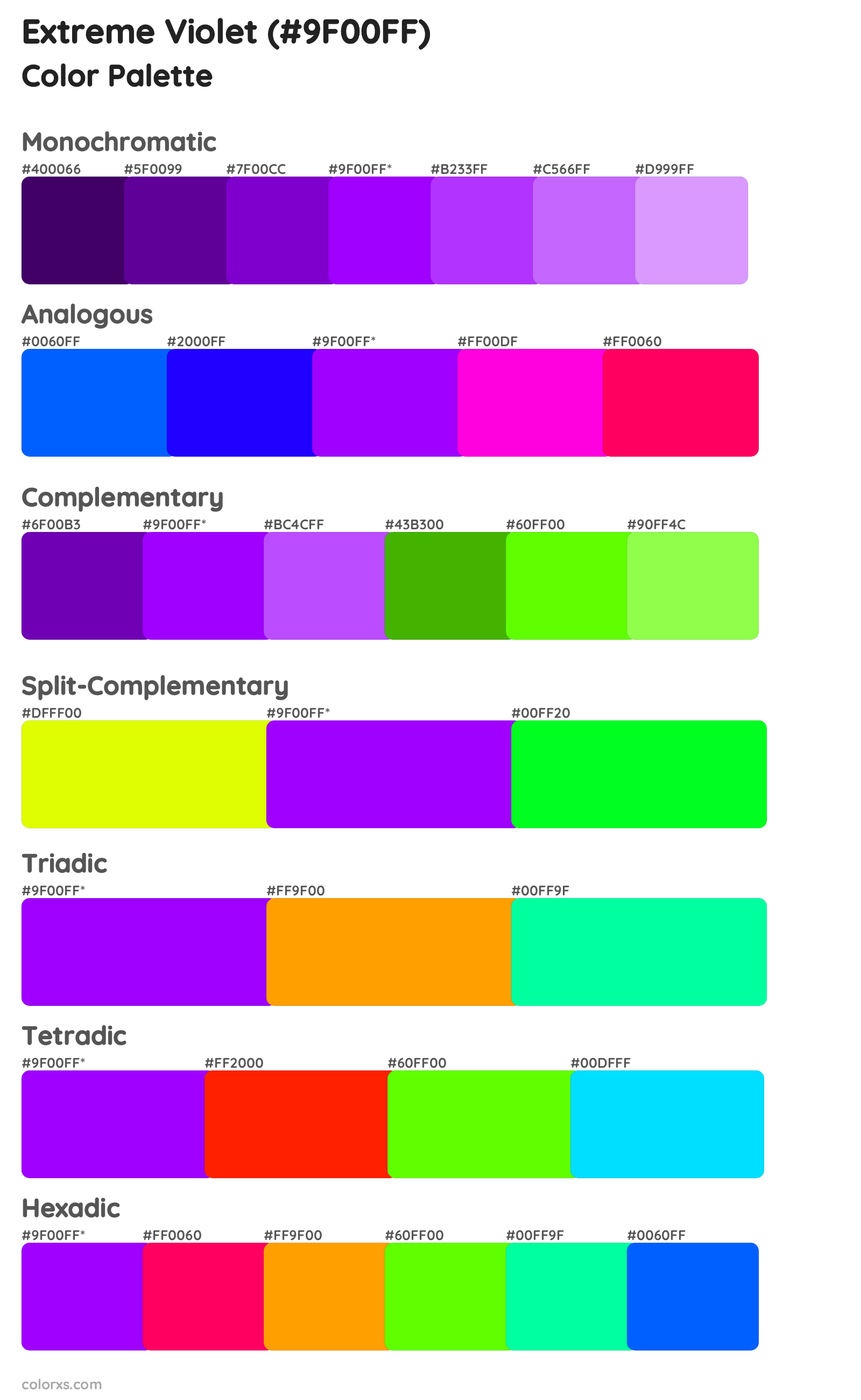 Extreme Violet Color Scheme Palettes