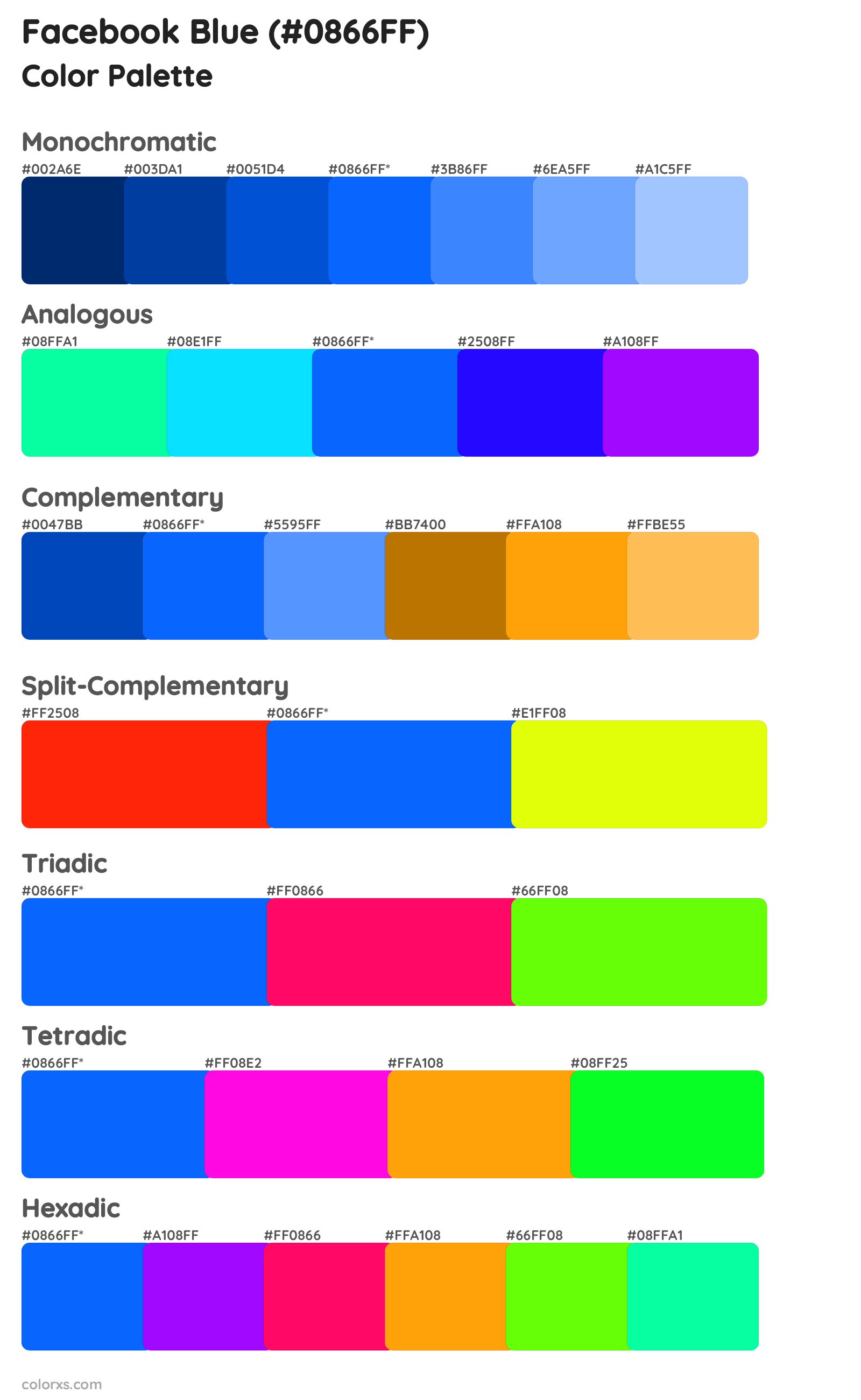 Facebook Blue Color Scheme Palettes