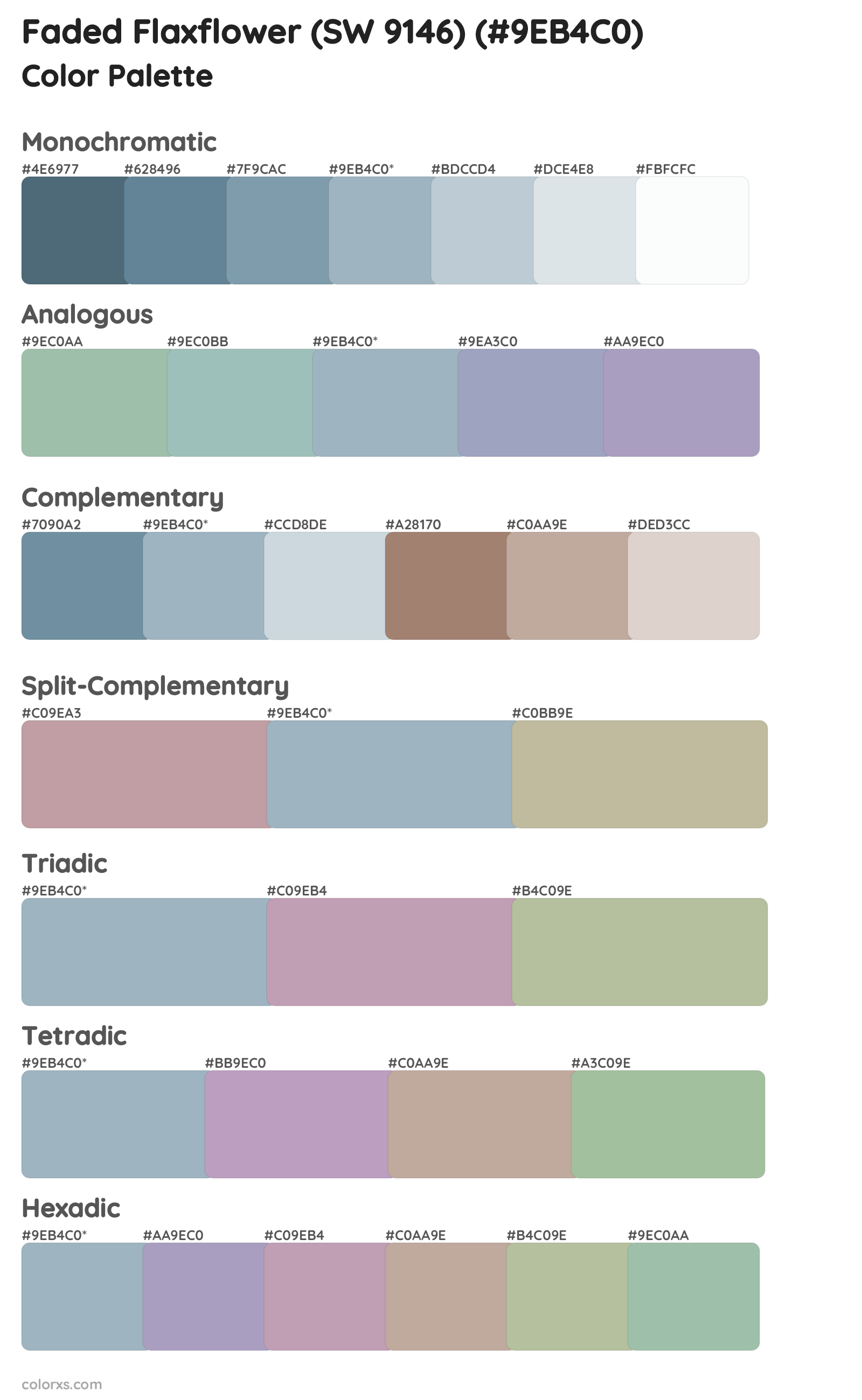 Faded Flaxflower (SW 9146) Color Scheme Palettes