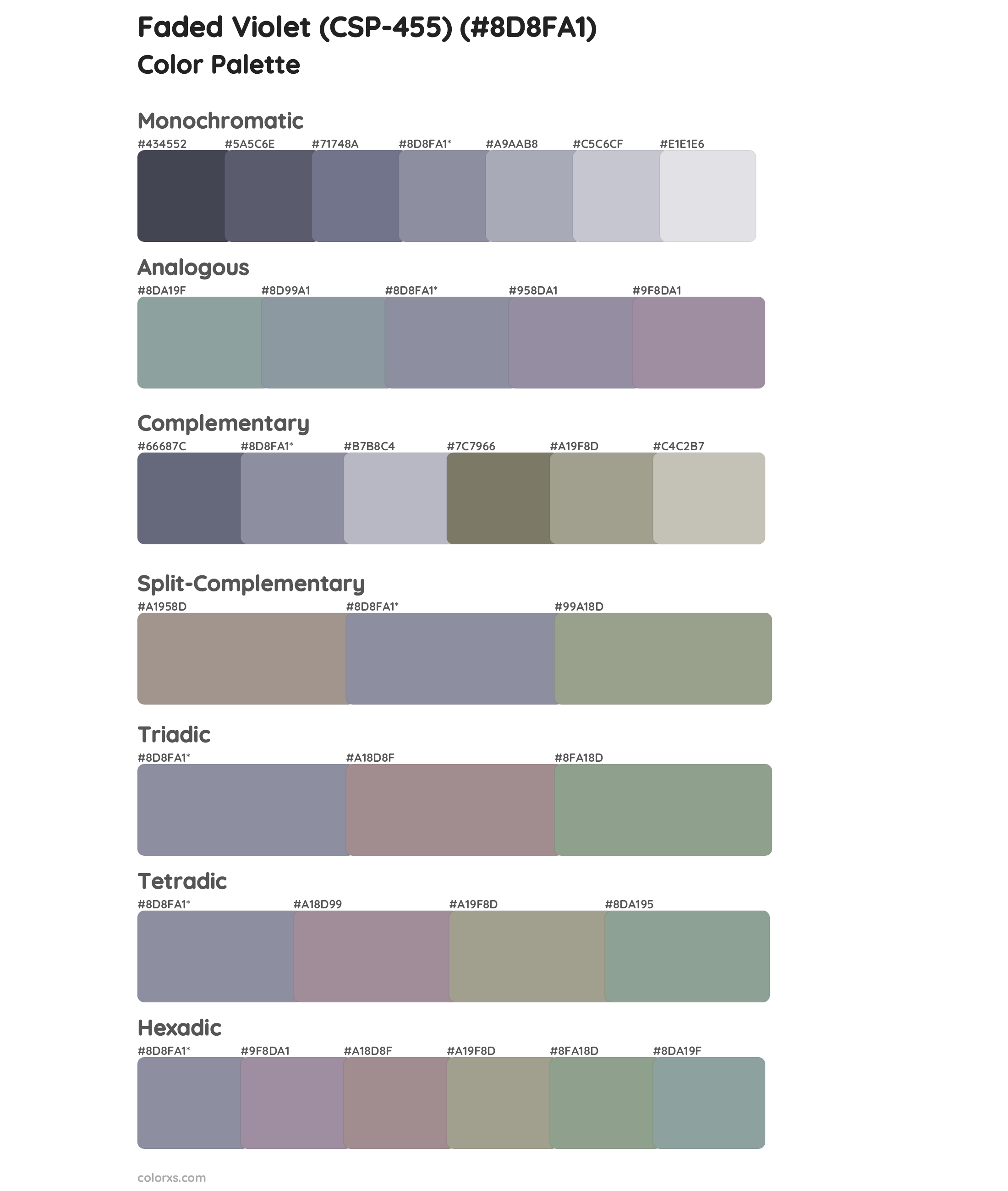 Faded Violet (CSP-455) Color Scheme Palettes