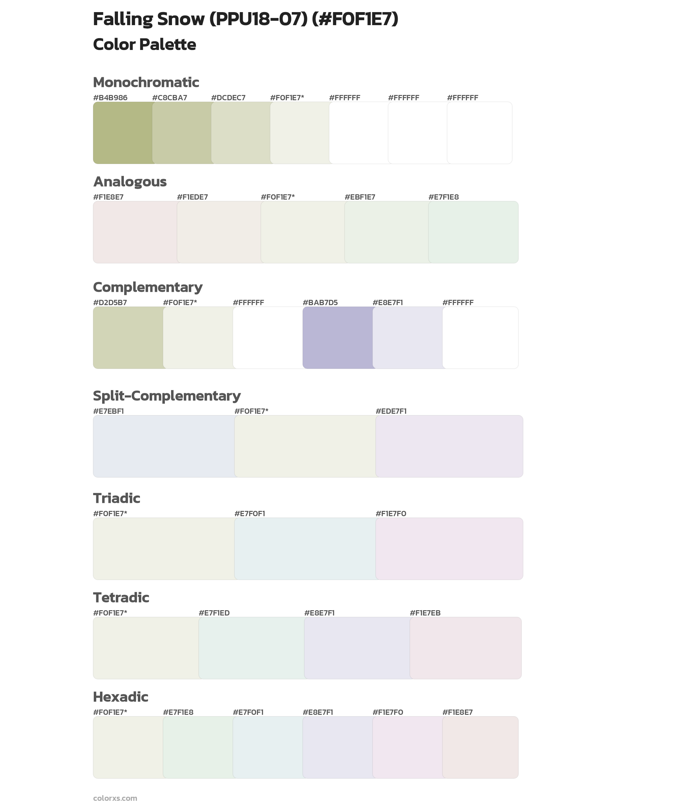 Falling Snow (PPU18-07) Color Scheme Palettes