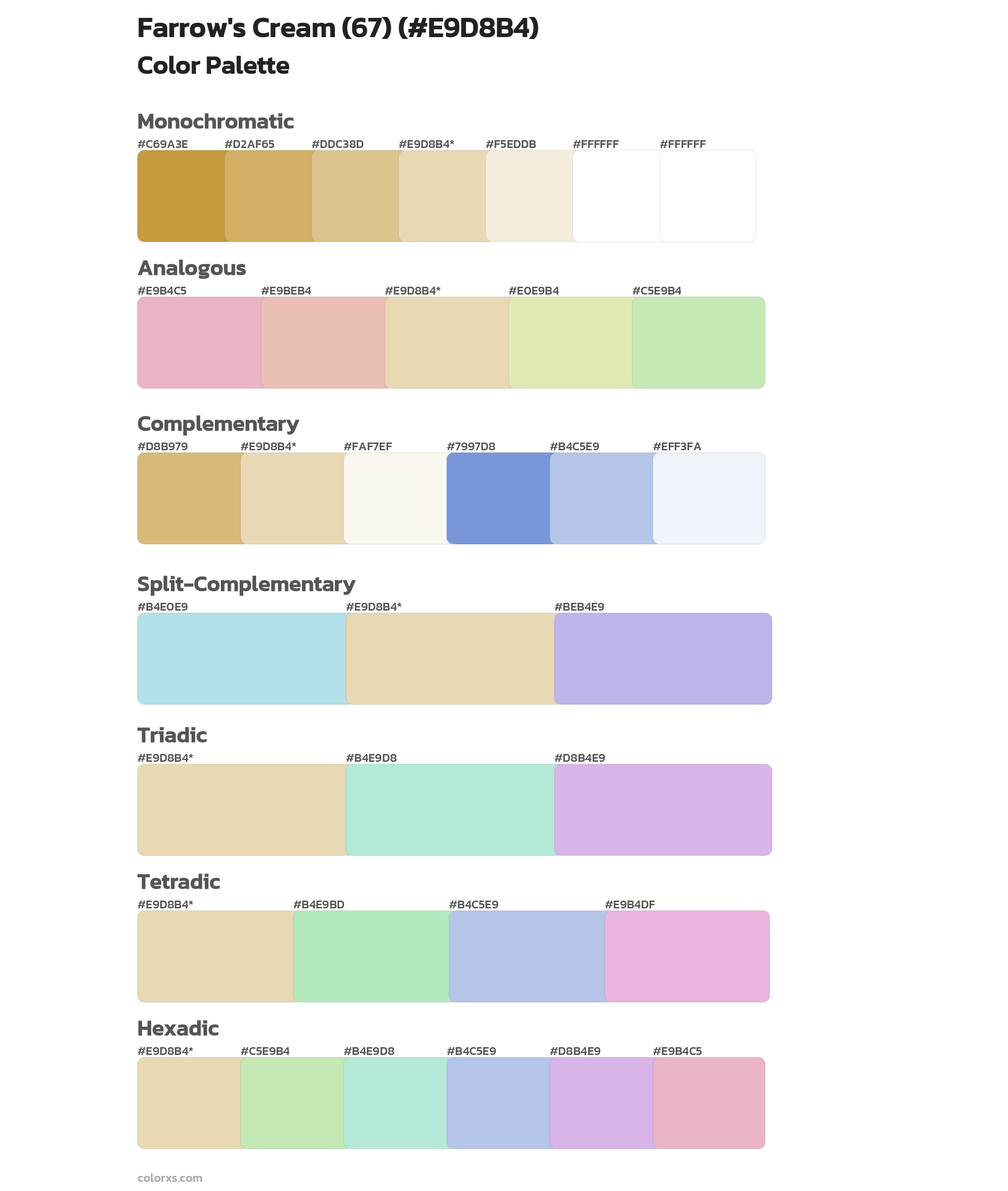 Farrow's Cream (67) Color Scheme Palettes
