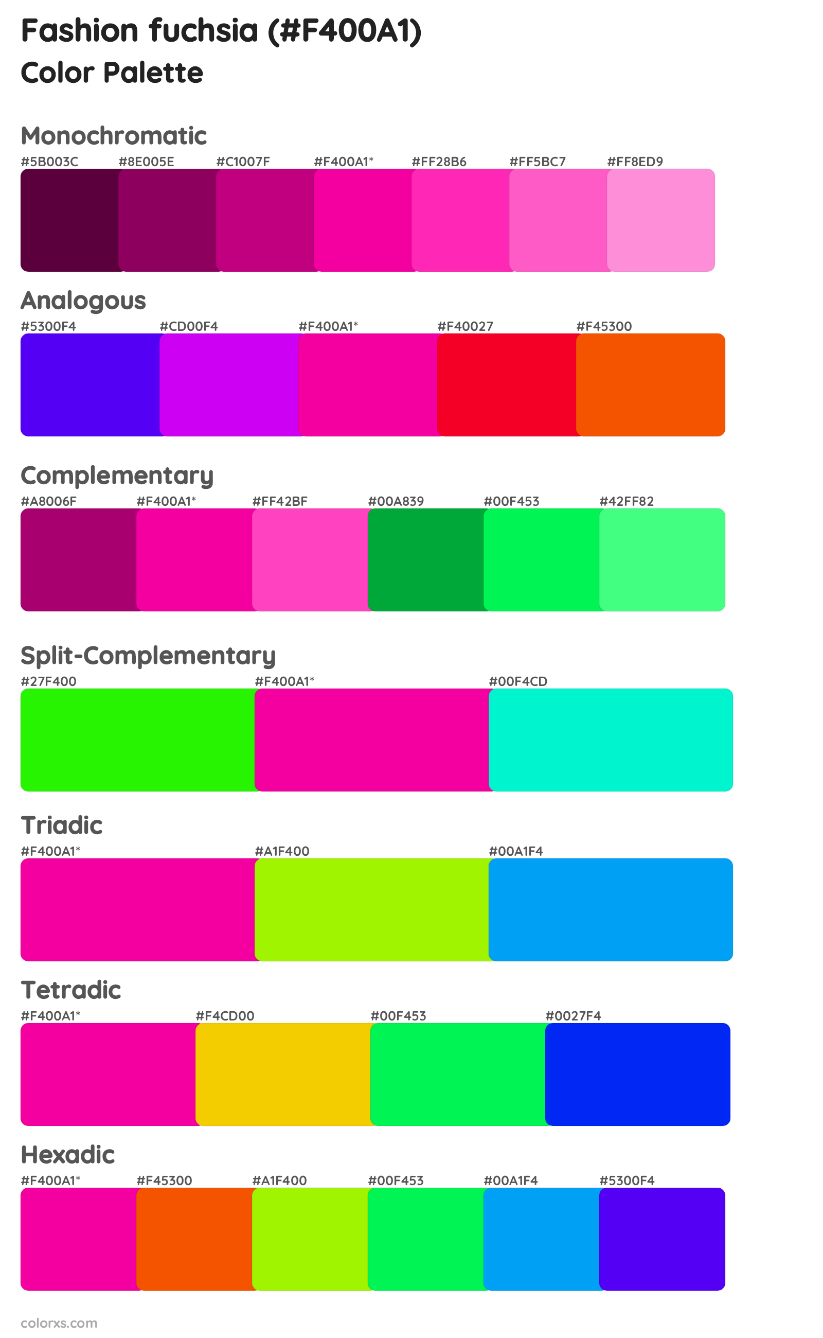 Fashion fuchsia Color Scheme Palettes