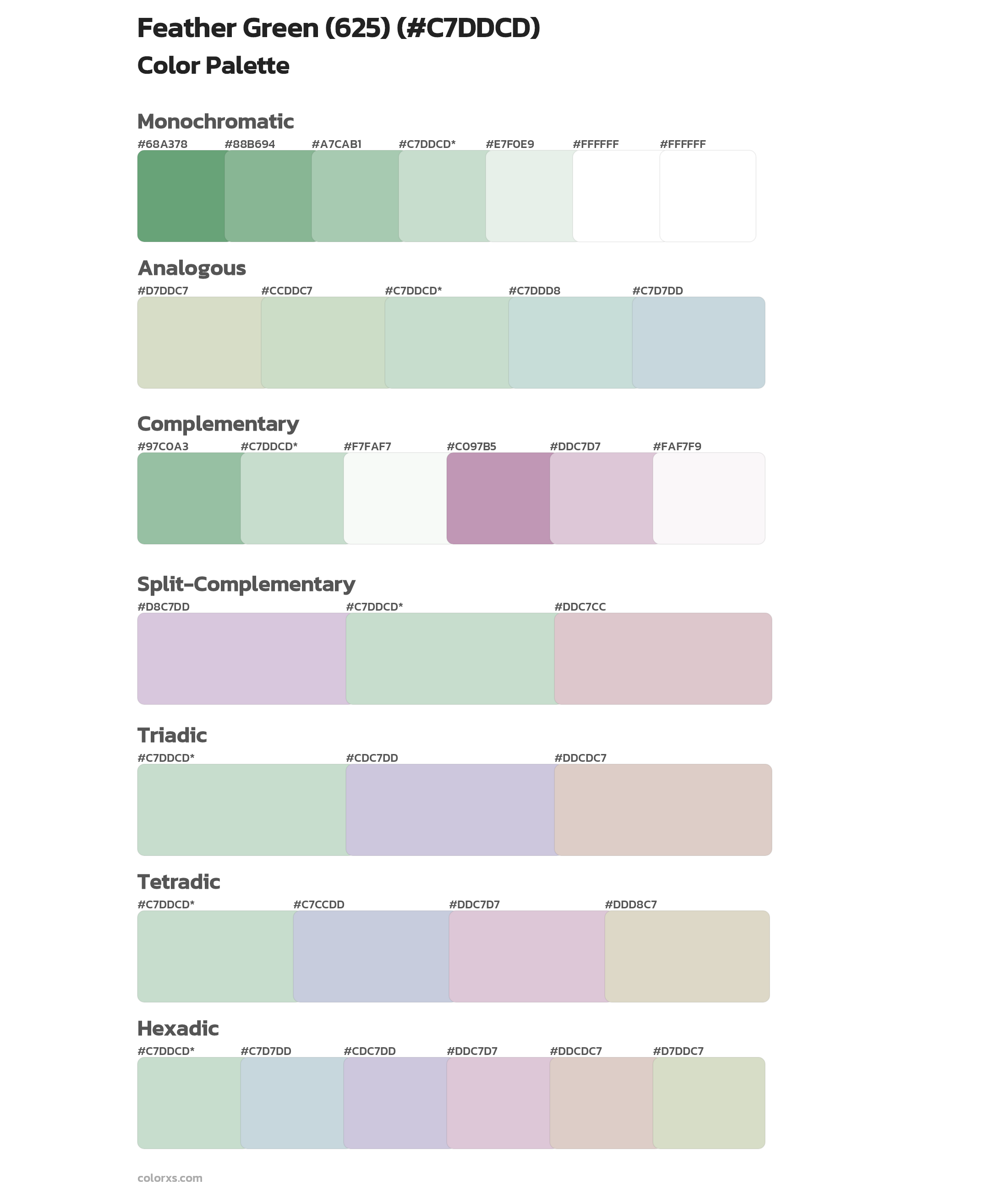 Feather Green (625) Color Scheme Palettes