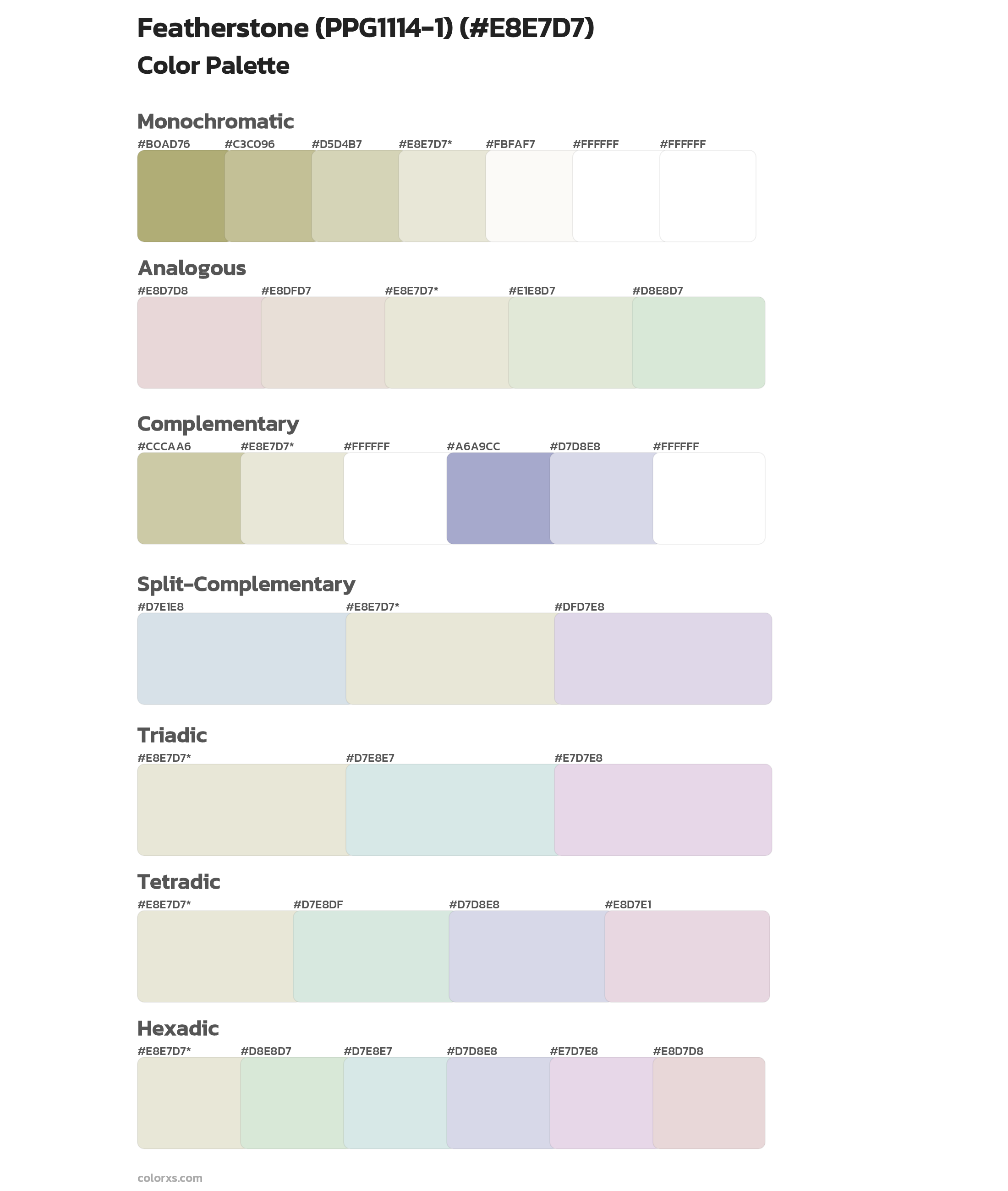 Featherstone (PPG1114-1) Color Scheme Palettes