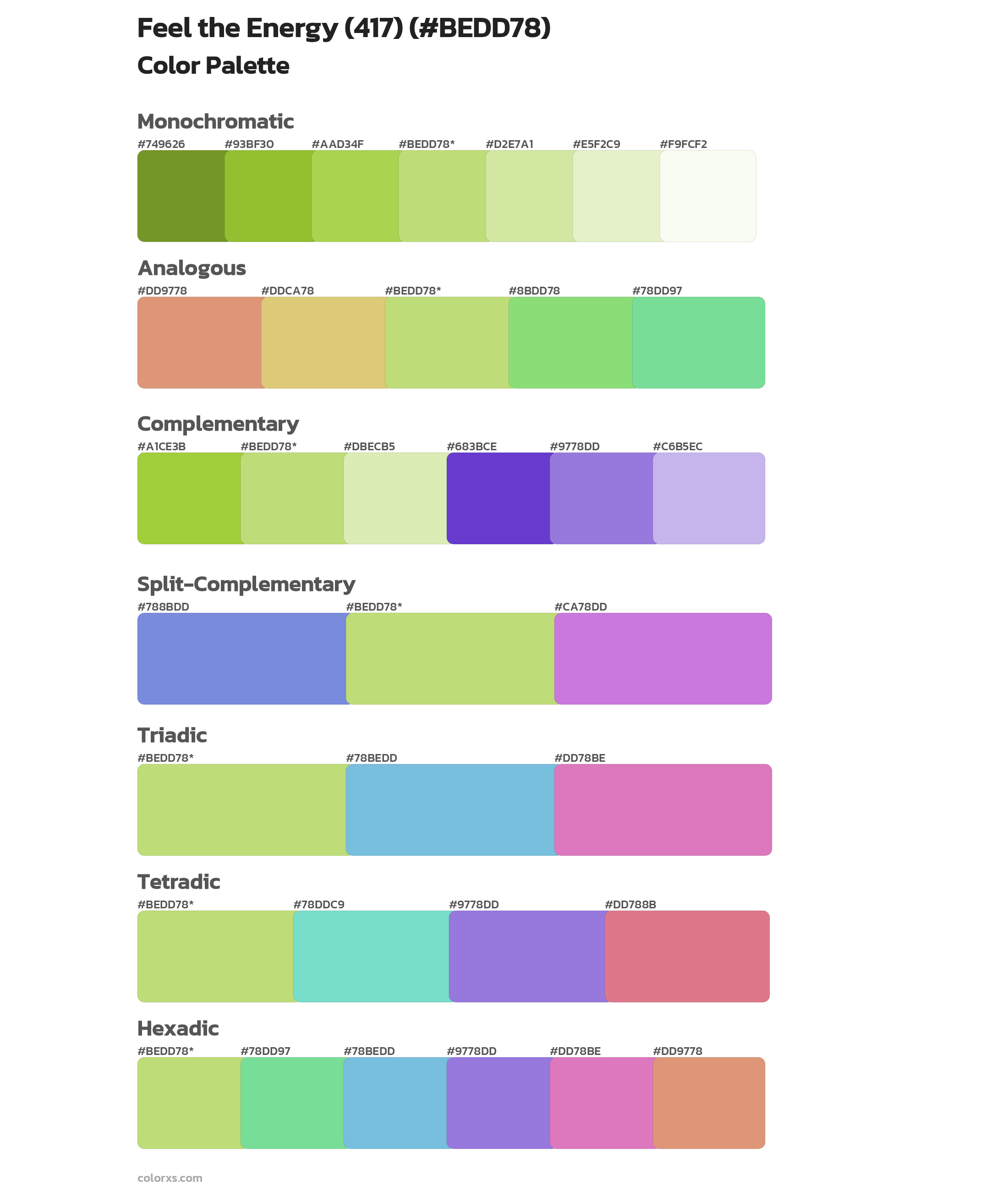 Feel the Energy (417) Color Scheme Palettes