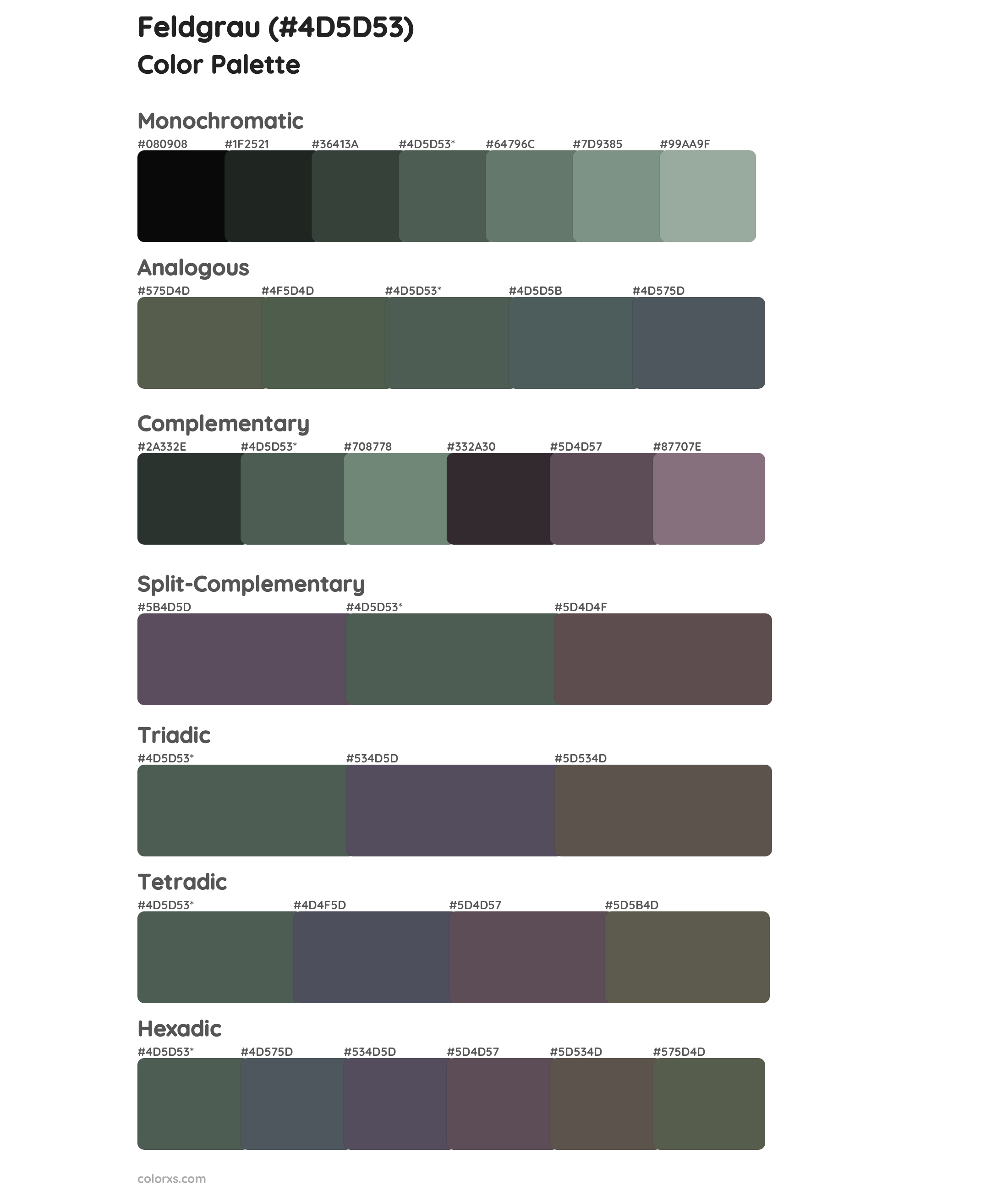 Feldgrau Color Scheme Palettes