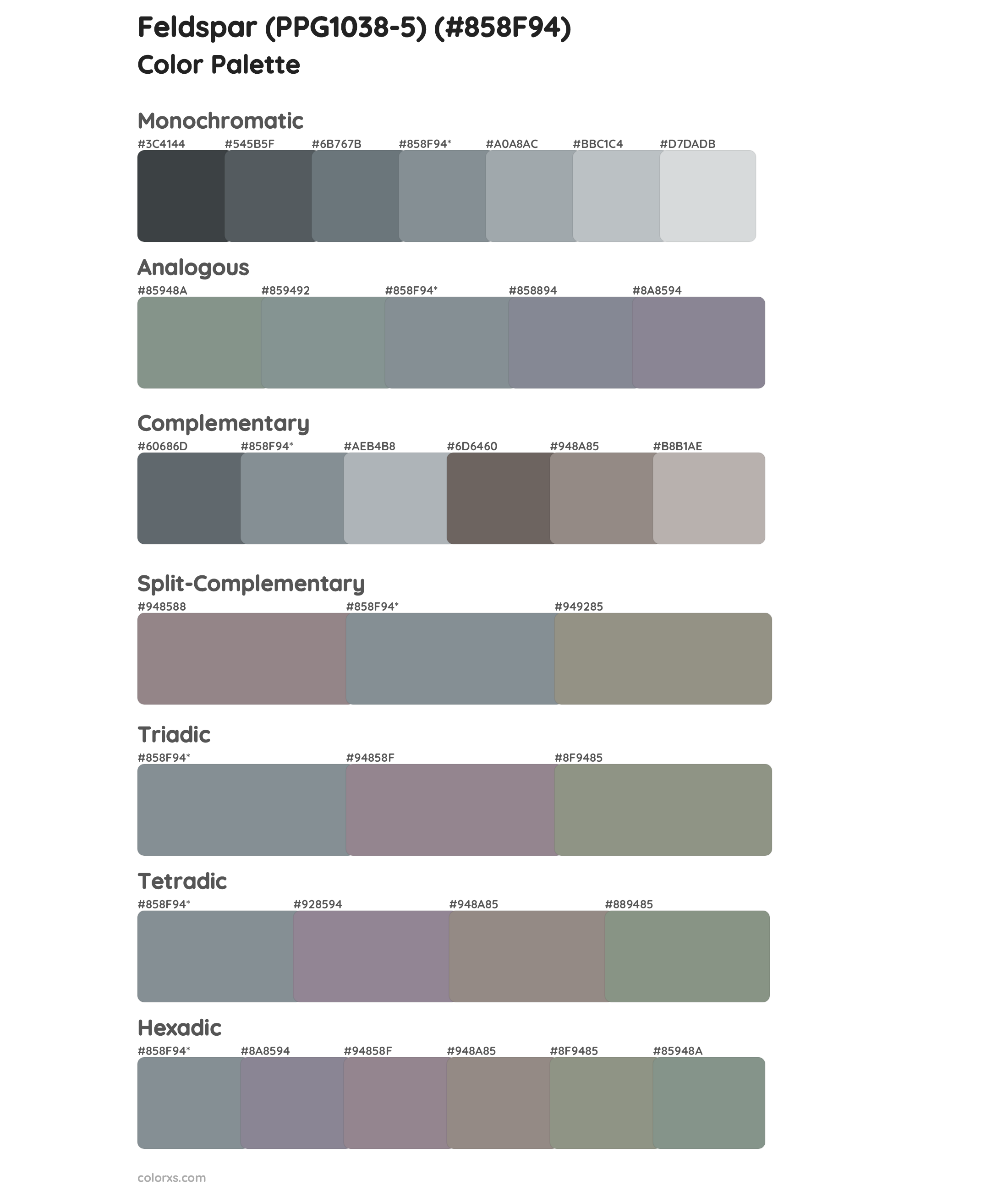 Feldspar (PPG1038-5) Color Scheme Palettes