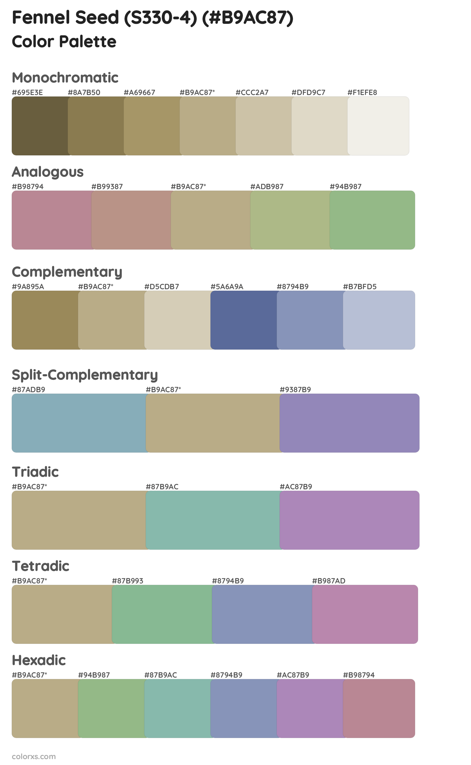 Fennel Seed (S330-4) Color Scheme Palettes