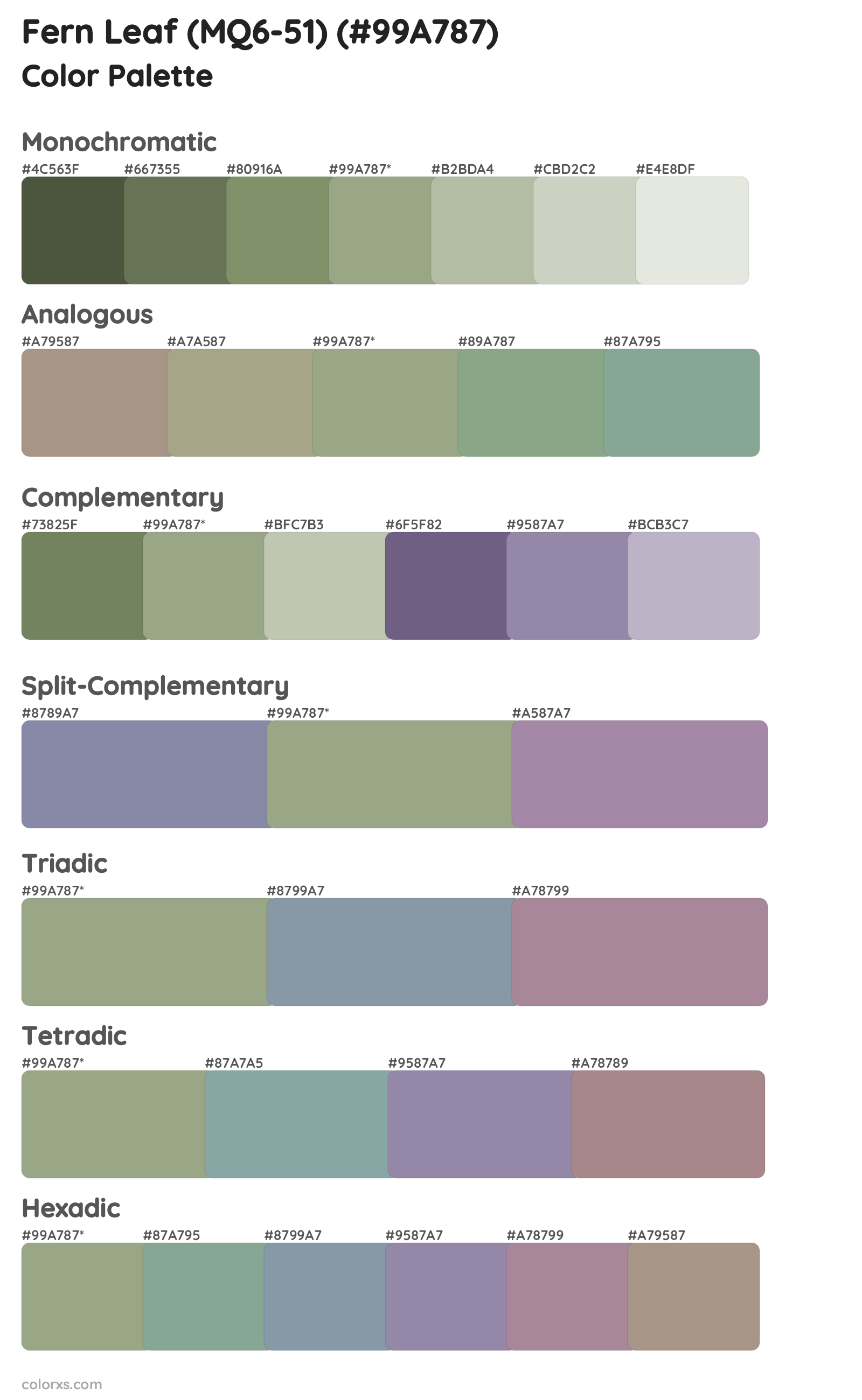 Fern Leaf (MQ6-51) Color Scheme Palettes