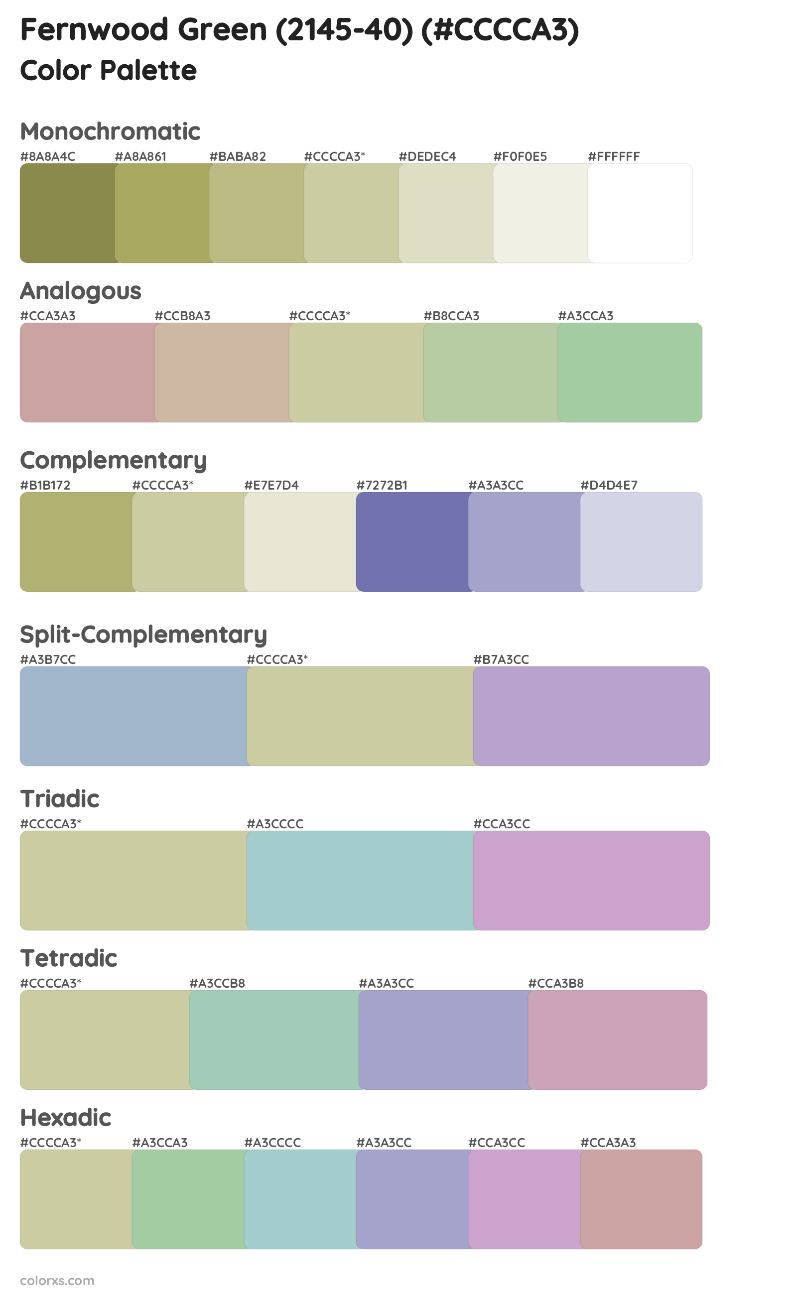 Fernwood Green (2145-40) Color Scheme Palettes