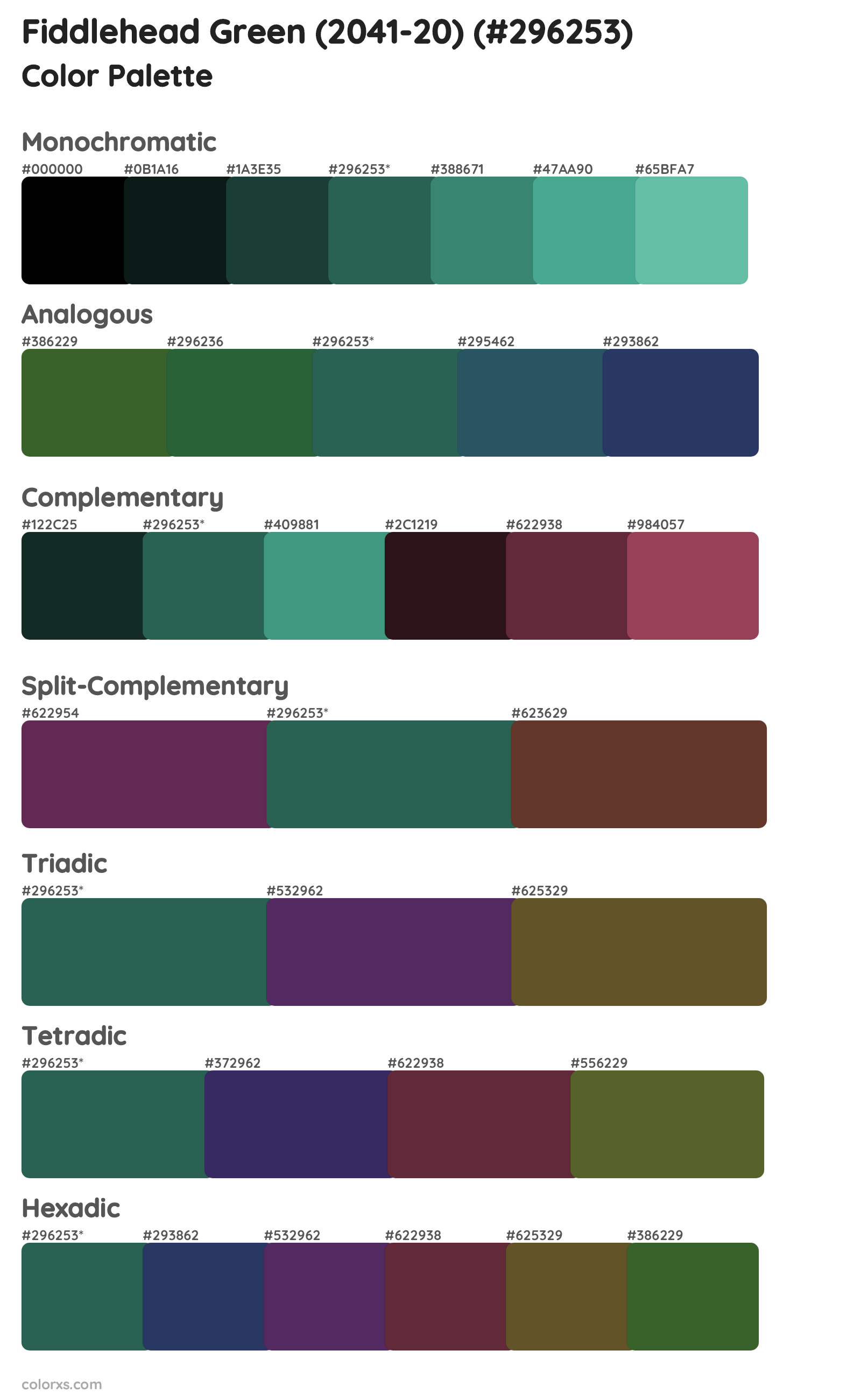 Fiddlehead Green (2041-20) Color Scheme Palettes
