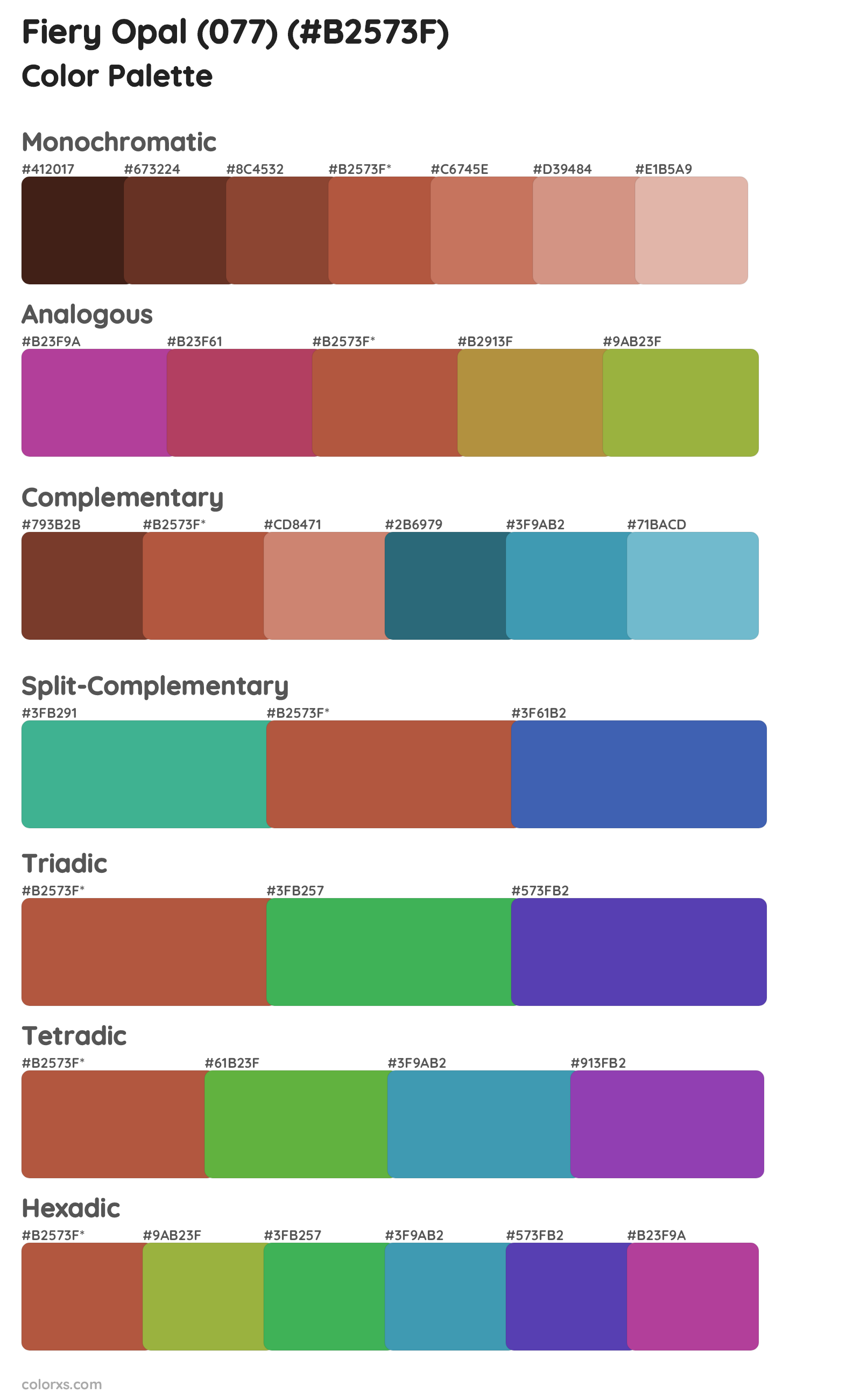 Fiery Opal (077) Color Scheme Palettes