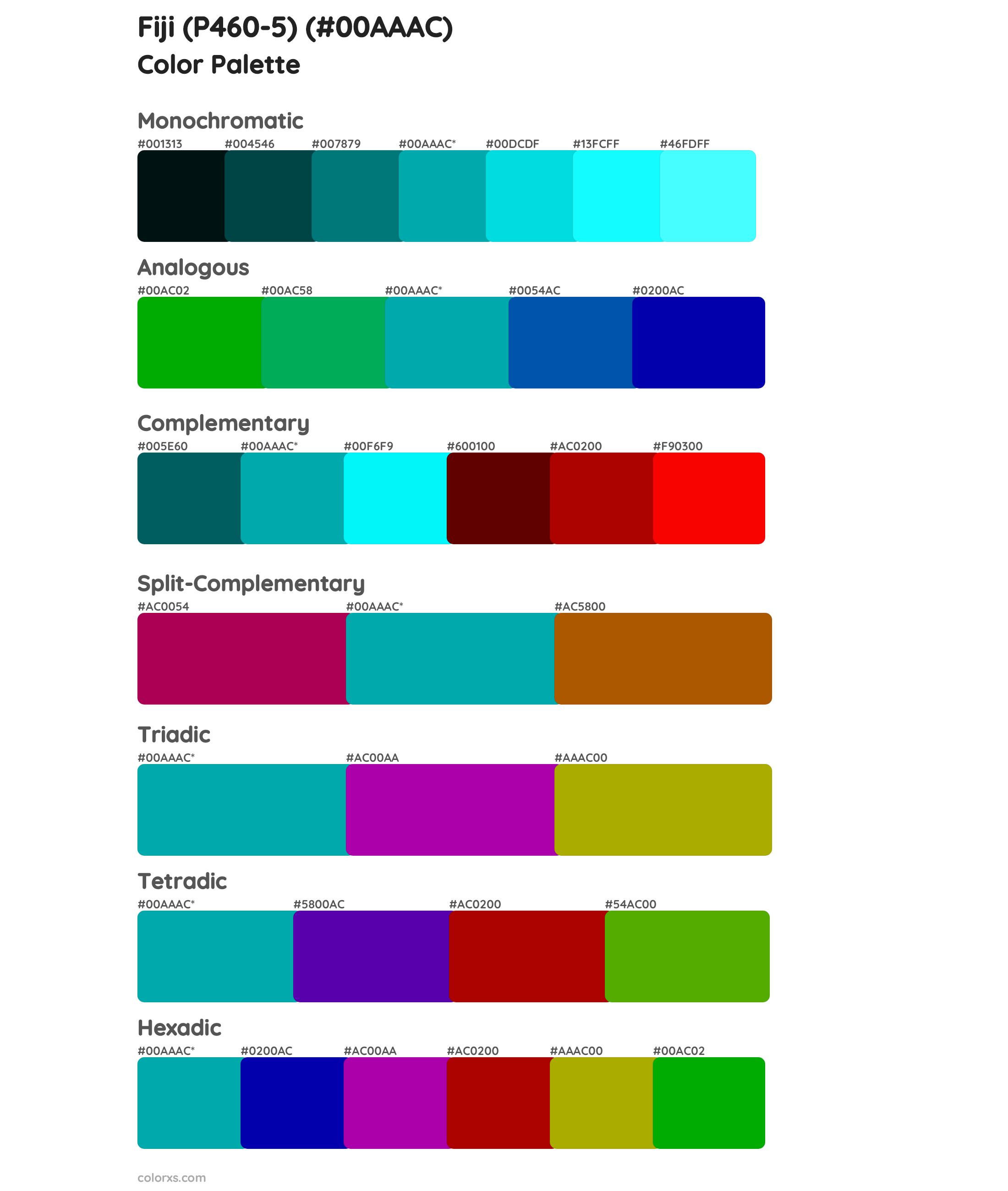 Fiji (P460-5) Color Scheme Palettes