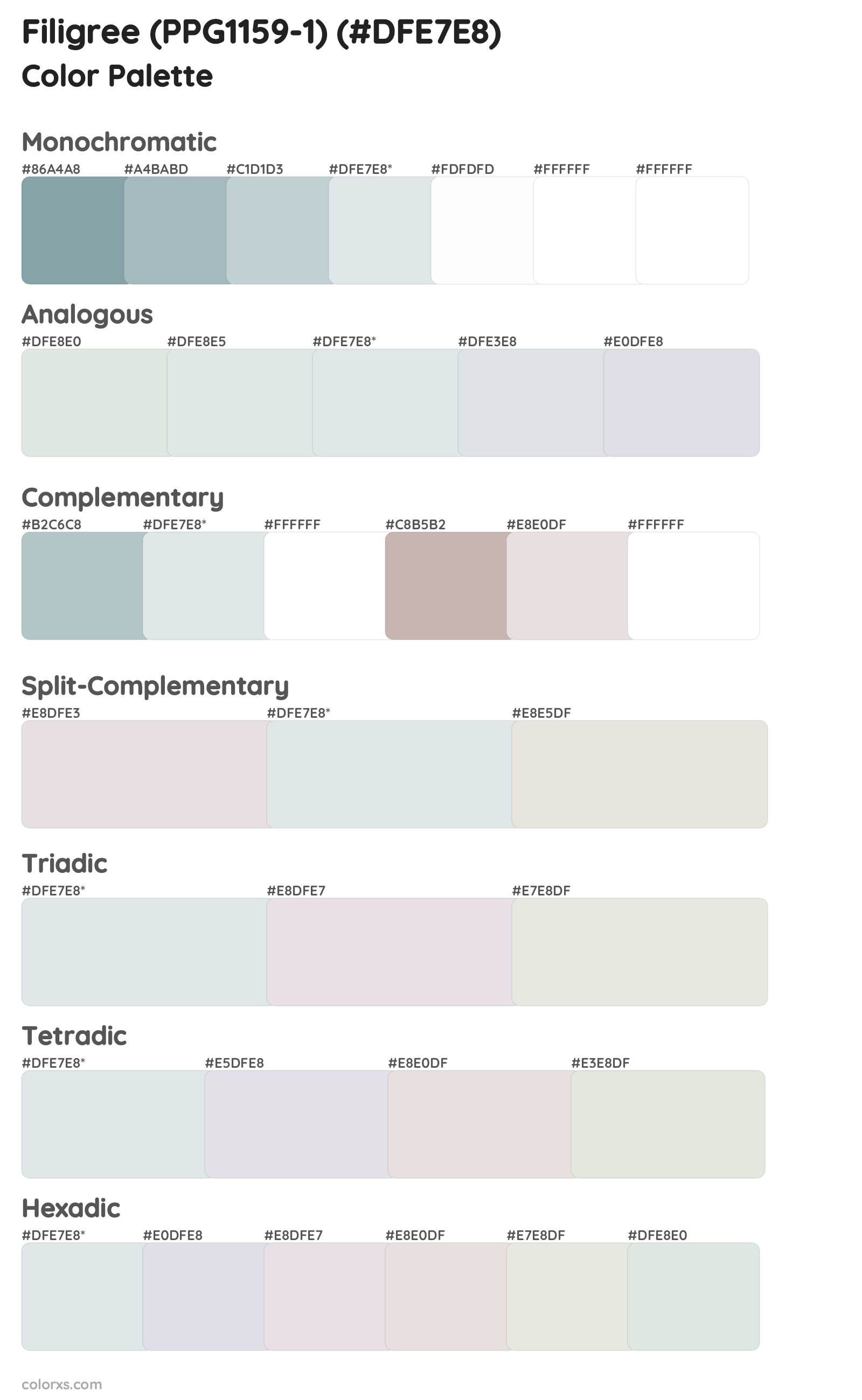 Filigree (PPG1159-1) Color Scheme Palettes