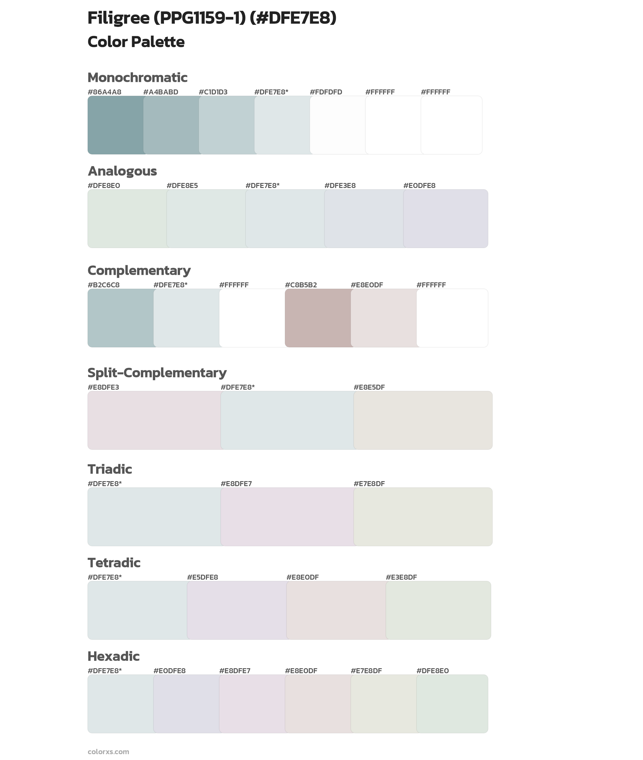 Filigree (PPG1159-1) Color Scheme Palettes
