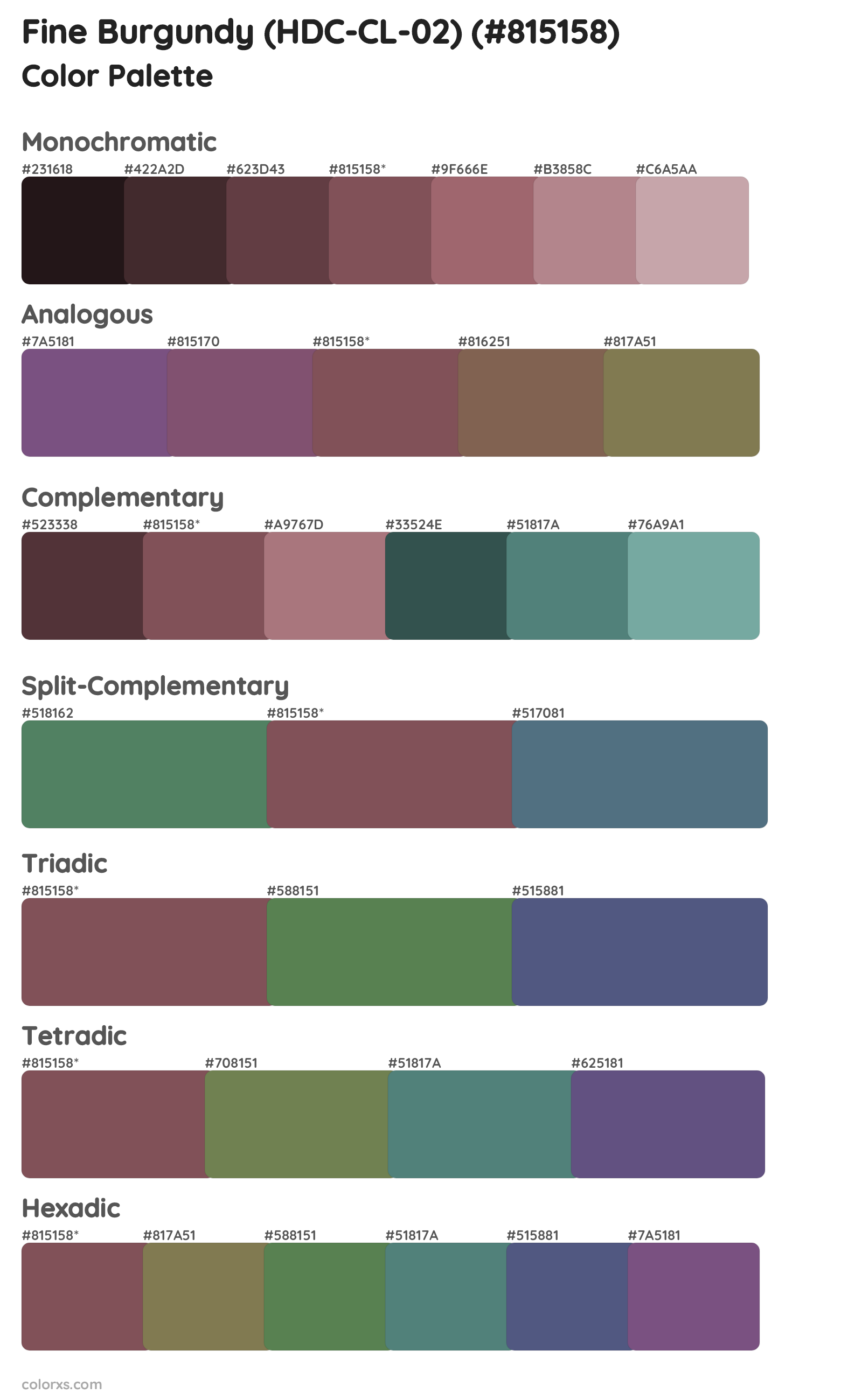 Fine Burgundy (HDC-CL-02) Color Scheme Palettes