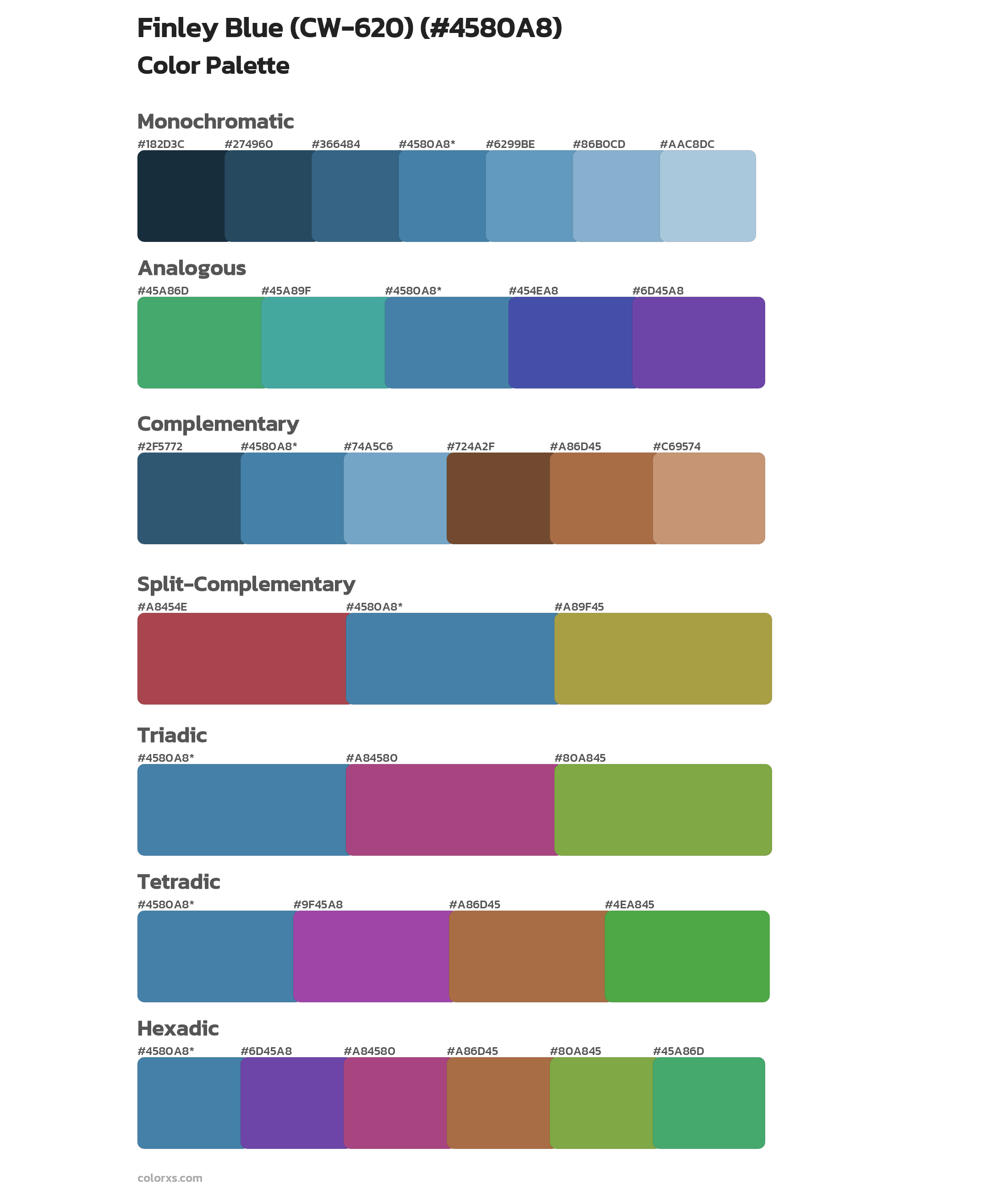 Finley Blue (CW-620) Color Scheme Palettes